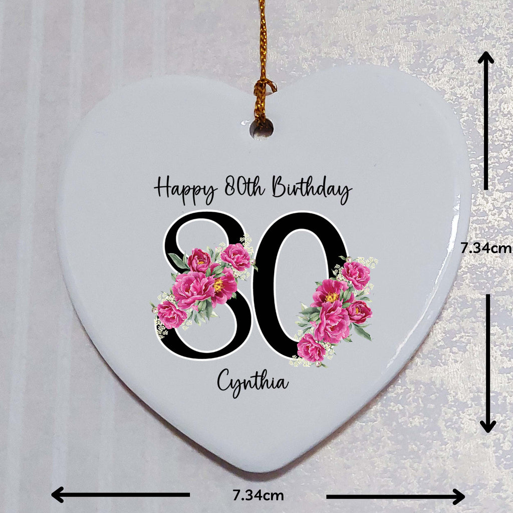 80th Birthday Ceramic Heart Keepsake