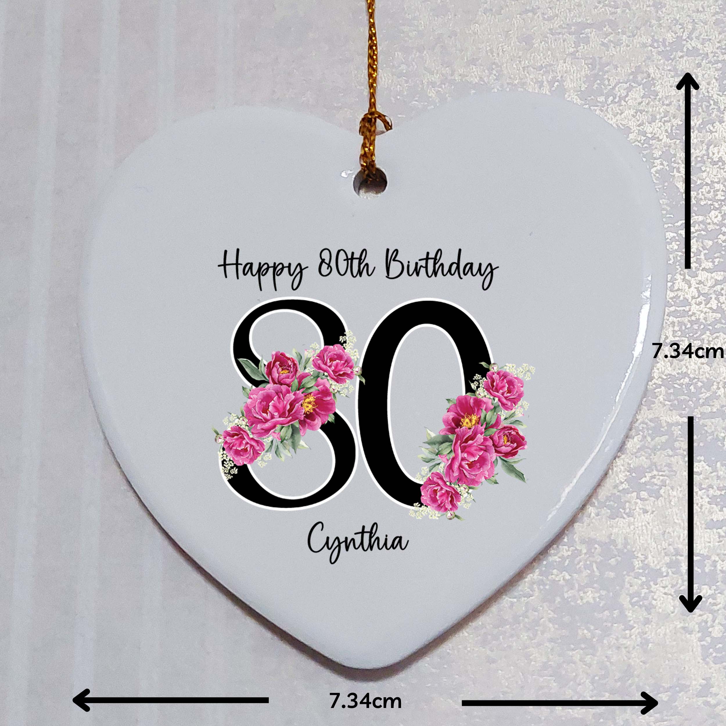 80th Birthday Ceramic Heart Keepsake