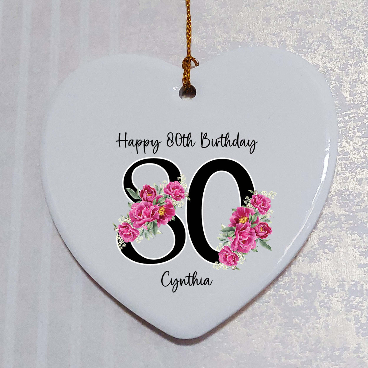 80th Birthday Ceramic Heart Keepsake