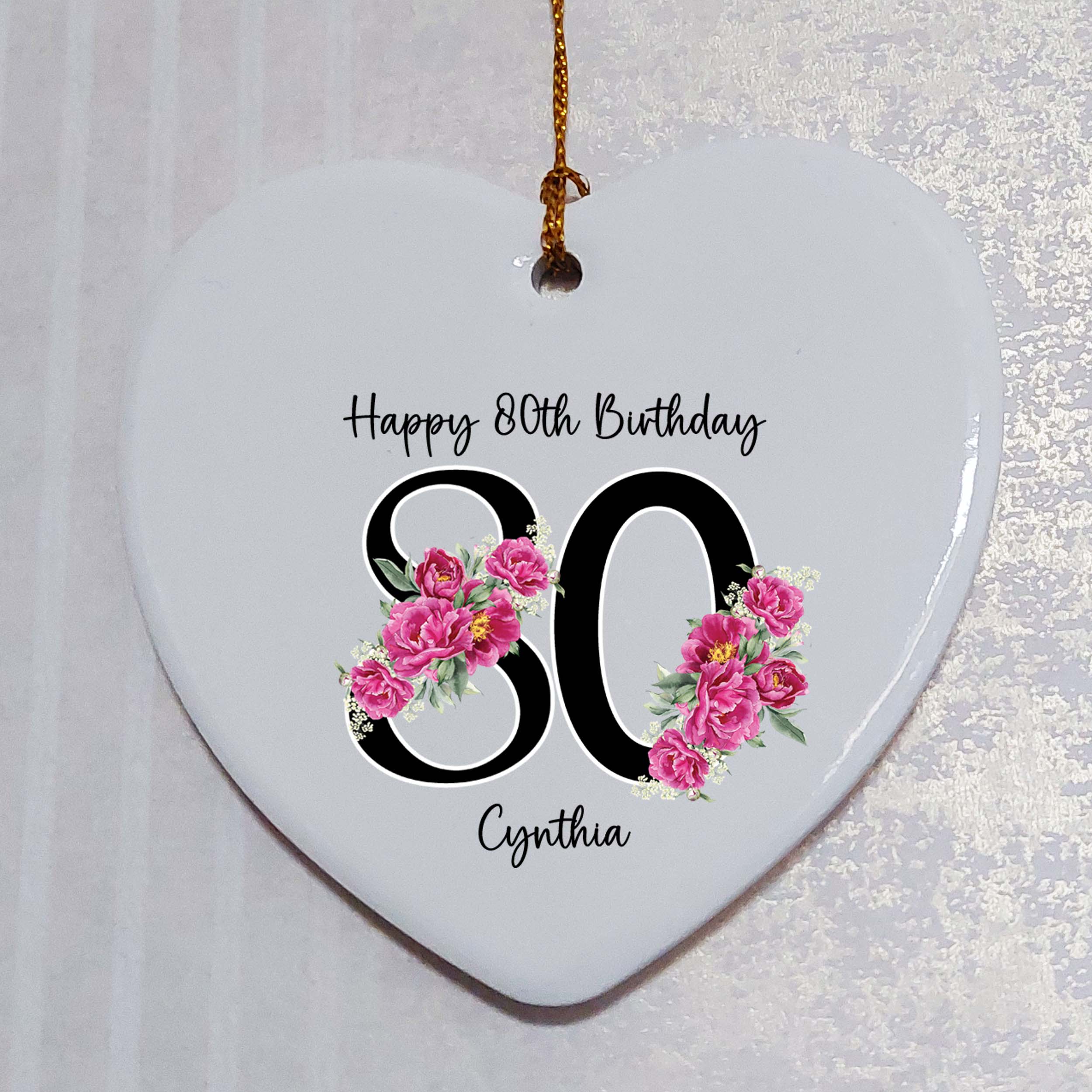 80th Birthday Ceramic Heart Keepsake