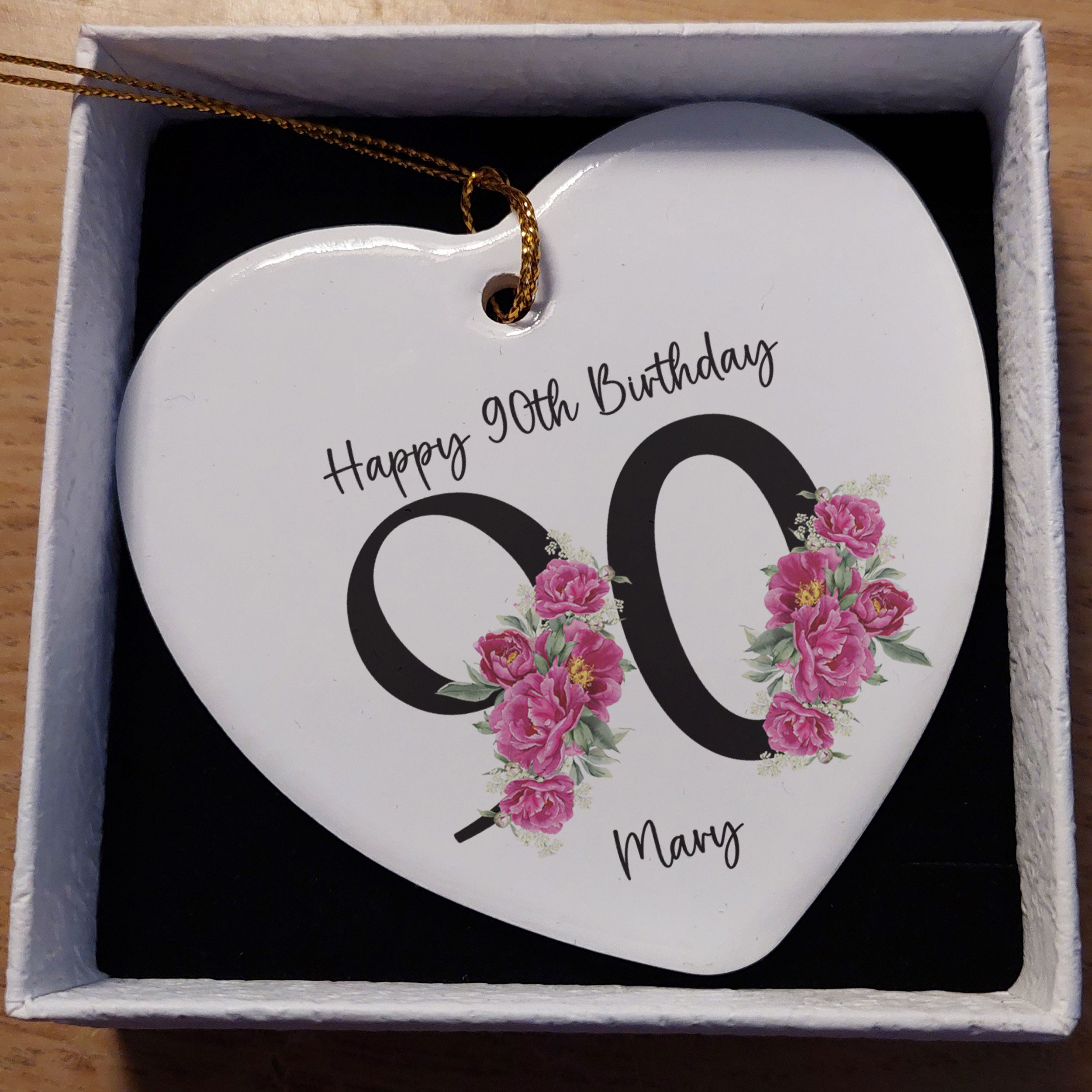 90th Birthday Ceramic Heart Keepsake