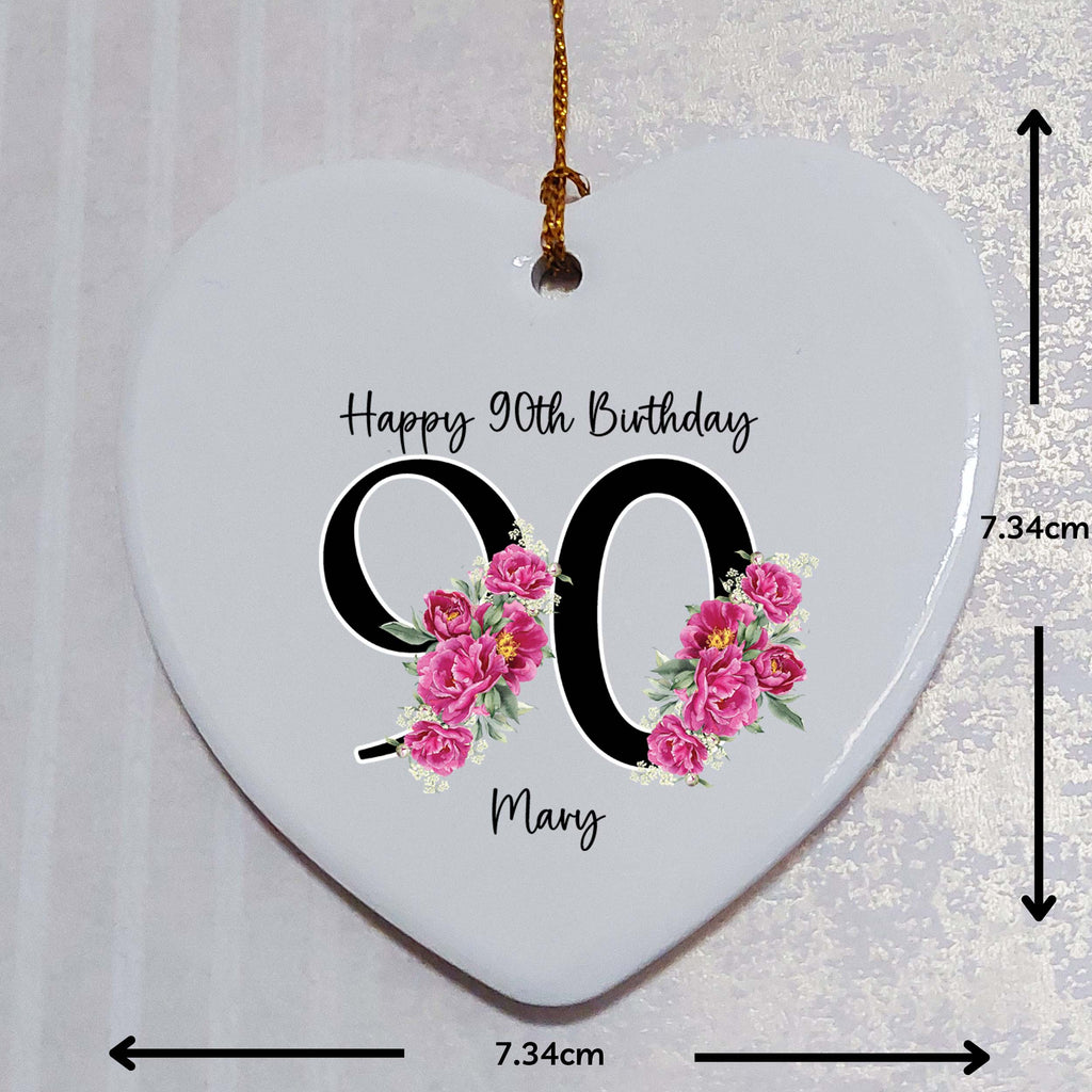 90th Birthday Ceramic Heart Keepsake