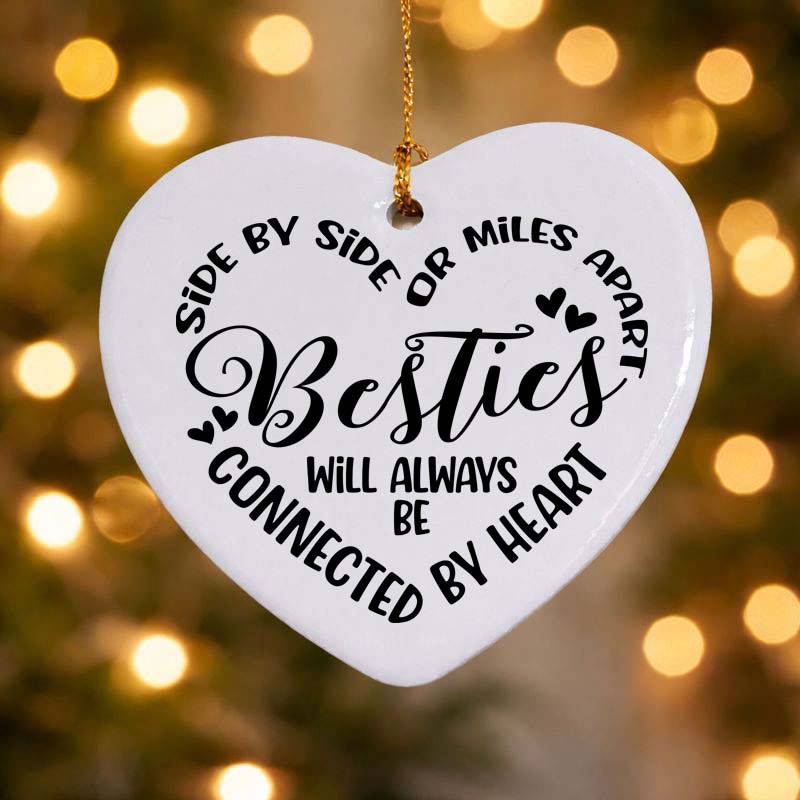 Besties Connected by Heart Ceramic Heart