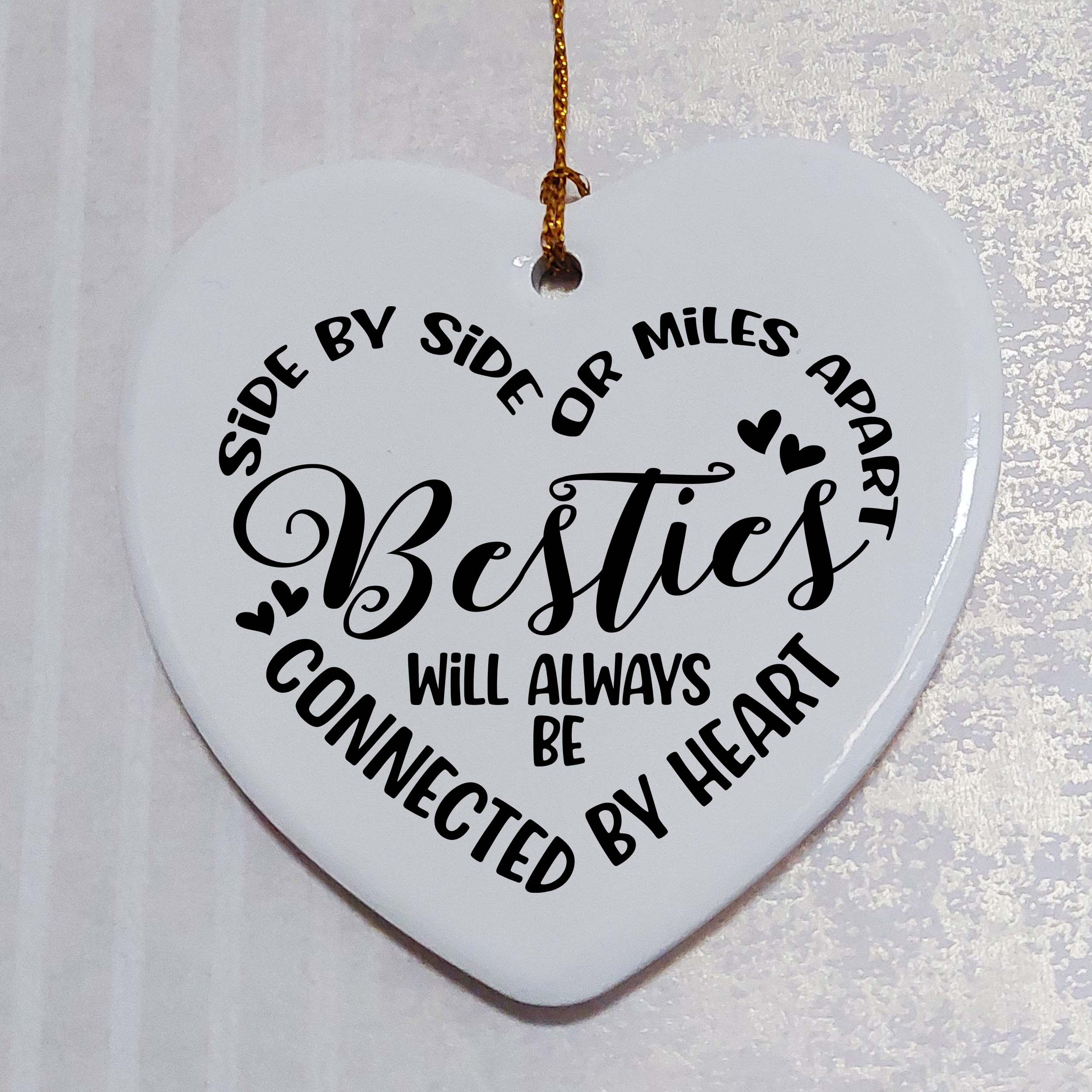 Besties Connected by Heart Ceramic Heart