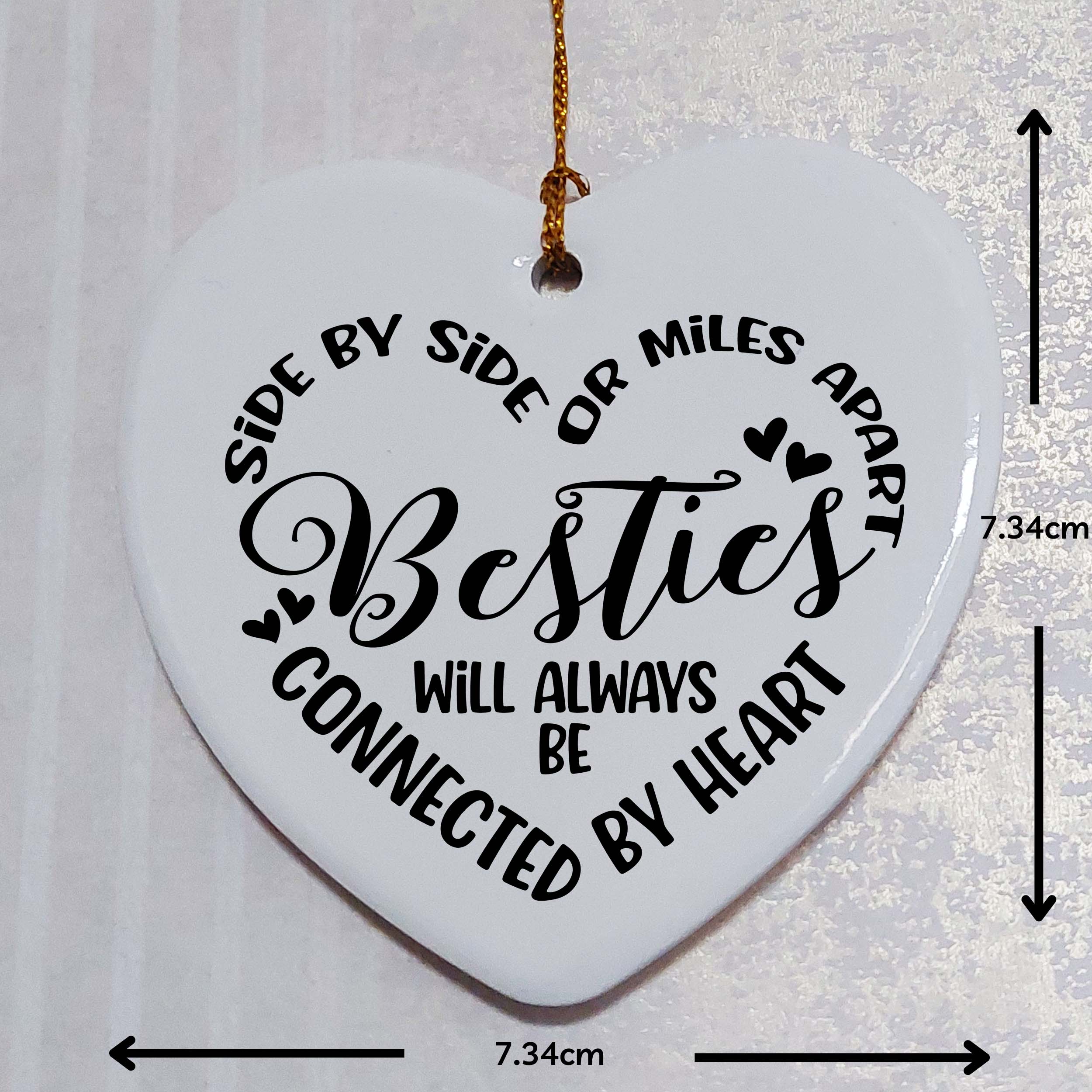 Besties Connected by Heart Ceramic Heart