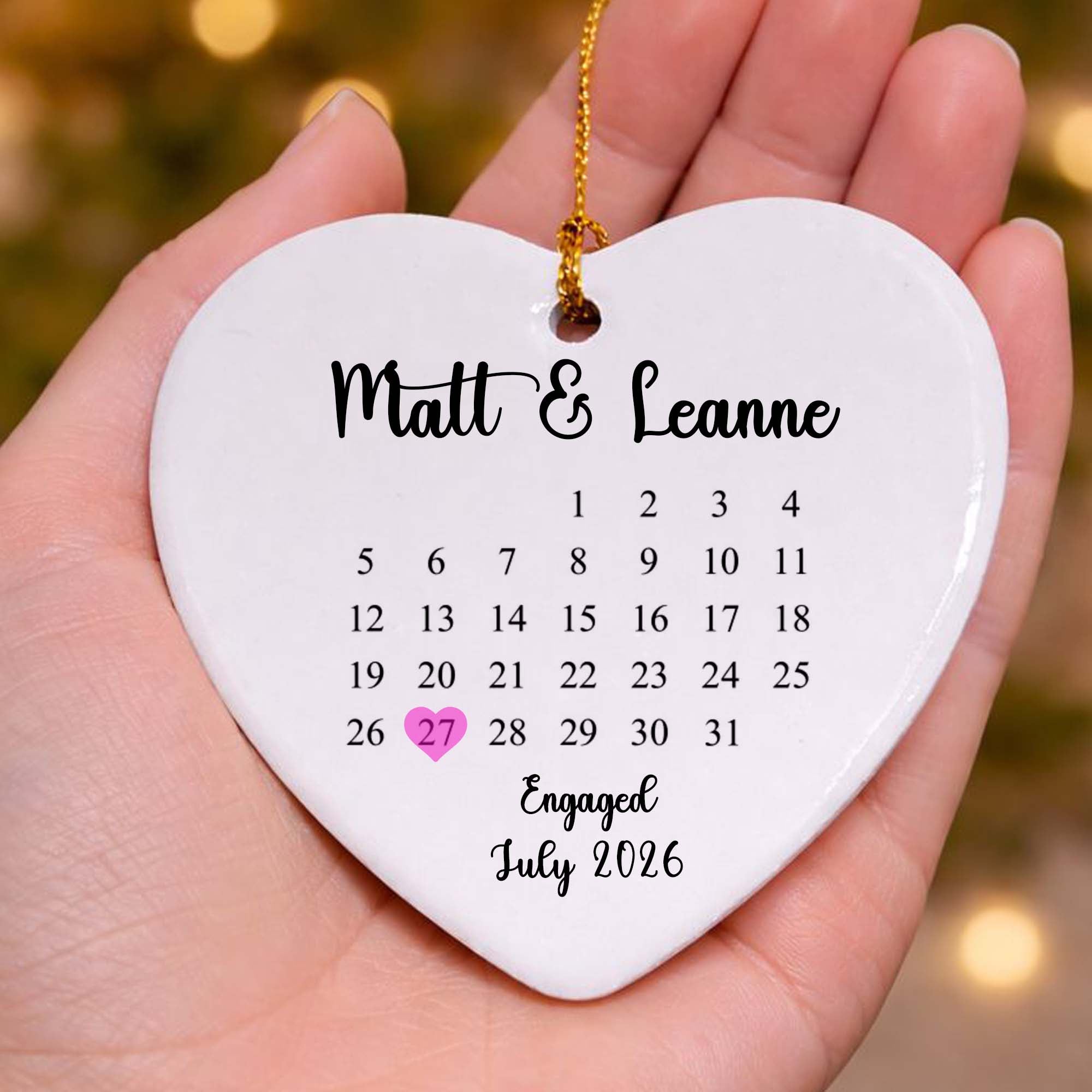 Engagement Date Calendar Ceramic Heart