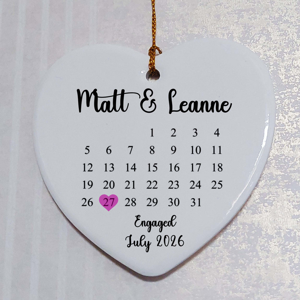 Engagement Date Calendar Ceramic Heart