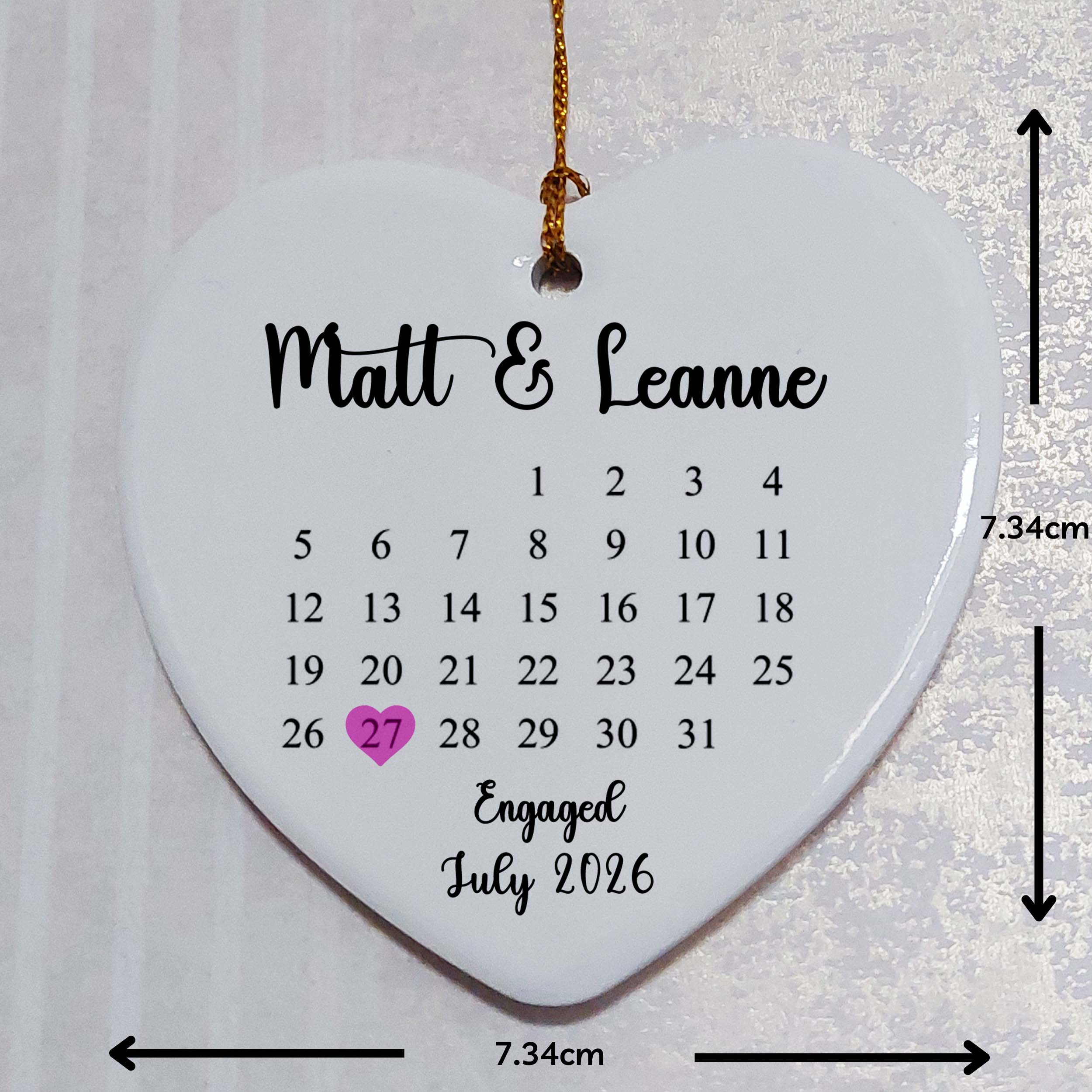 Engagement Date Calendar Ceramic Heart