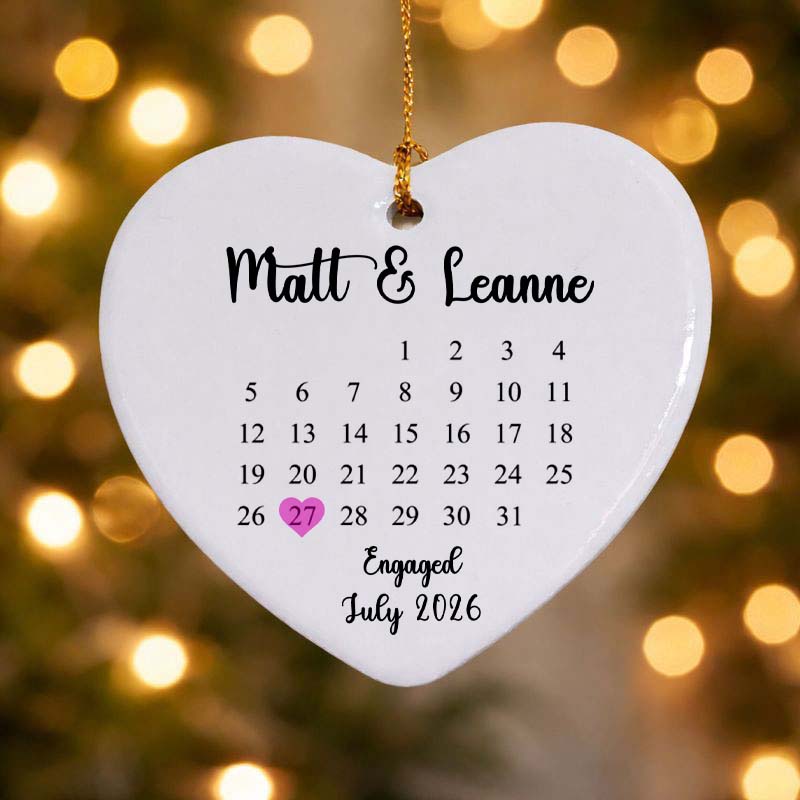 Engagement Date Calendar Ceramic Heart