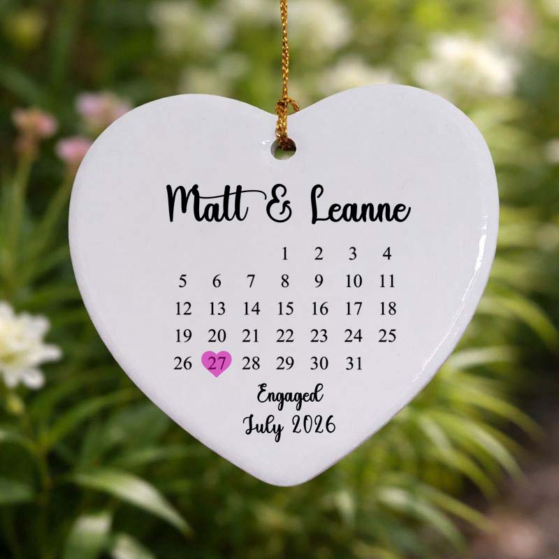 Engagement Date Calendar Ceramic Heart