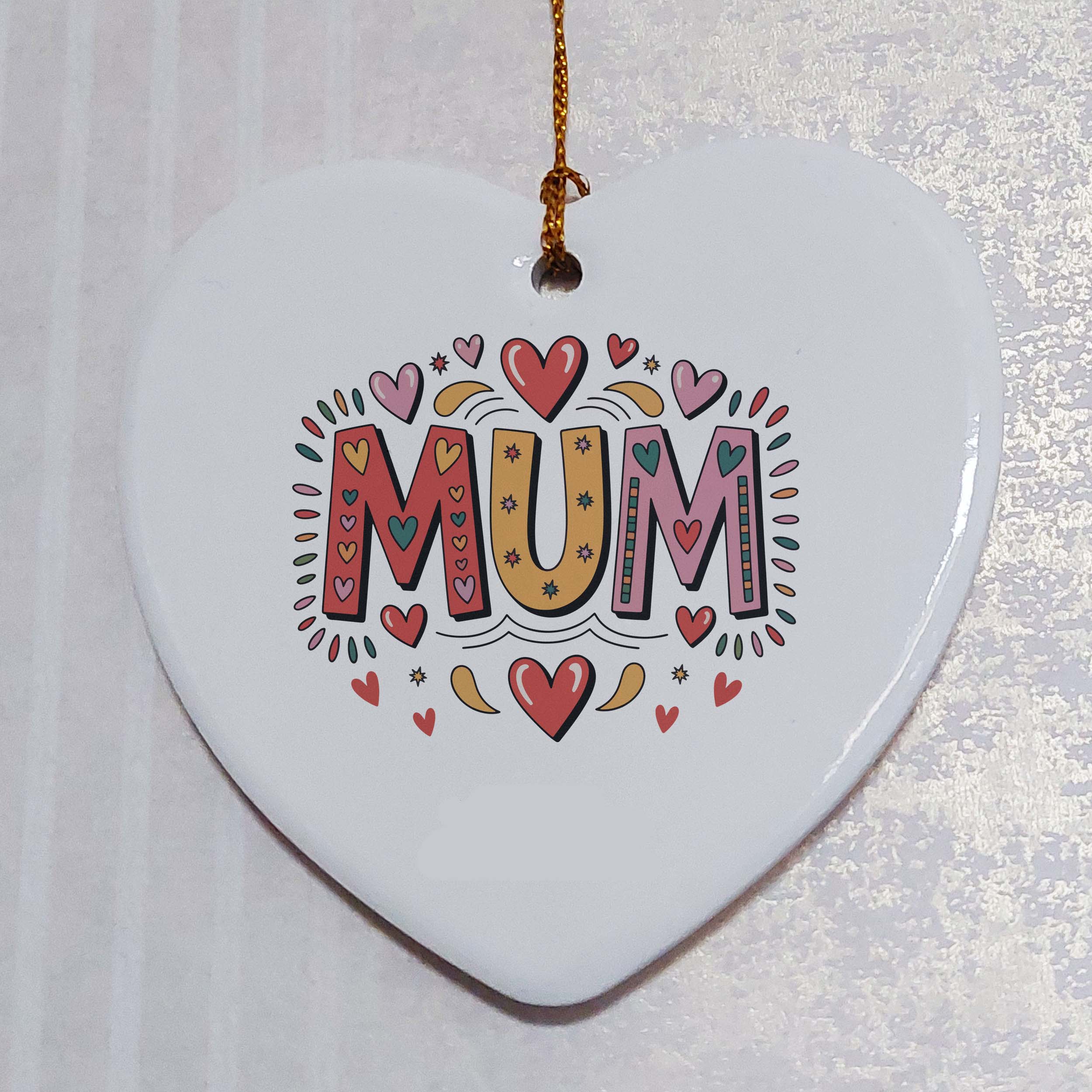 Mum Colourful Ceramic Heart