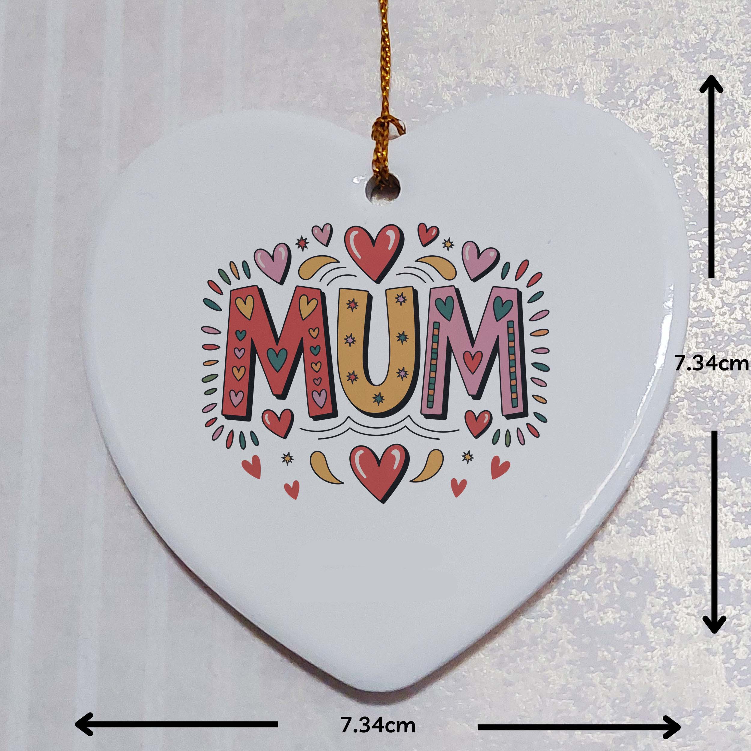 Mum Colourful Ceramic Heart