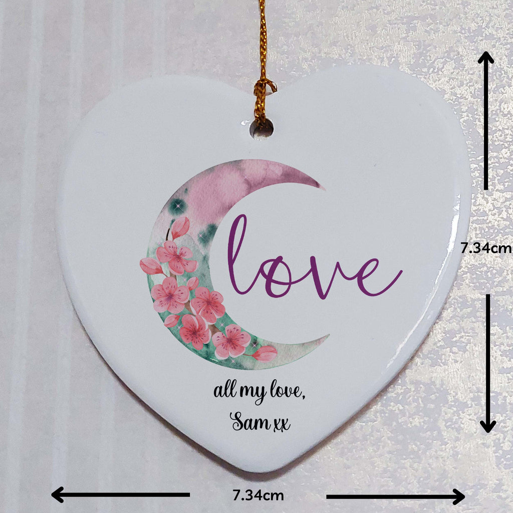 Floral Moon Love Ceramic Ornament