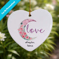 Floral Moon Love Ceramic Ornament