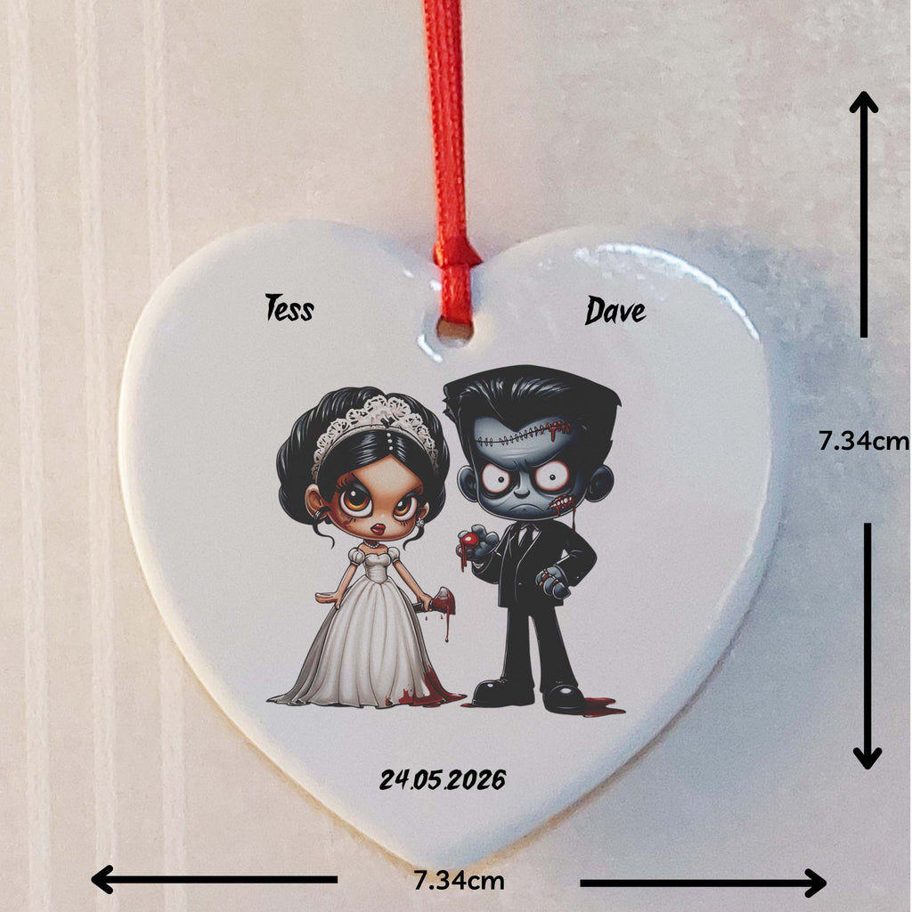 Frankenstein Bride & Groom Ceramic Heart