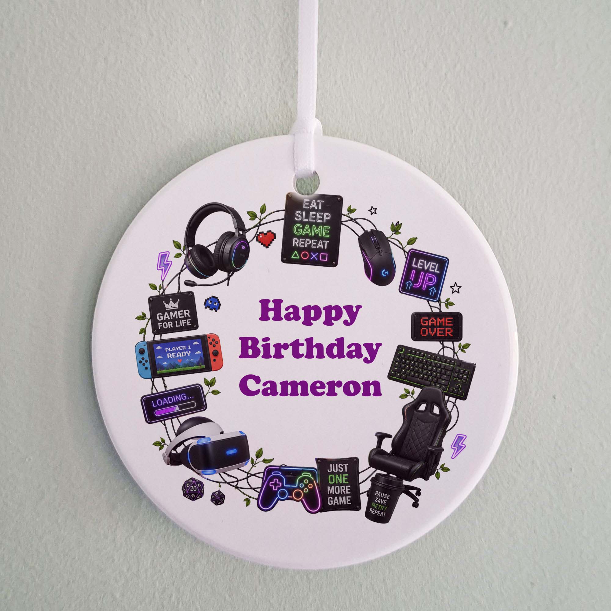 Personalised Gamer Birthday Ceramic Ornament