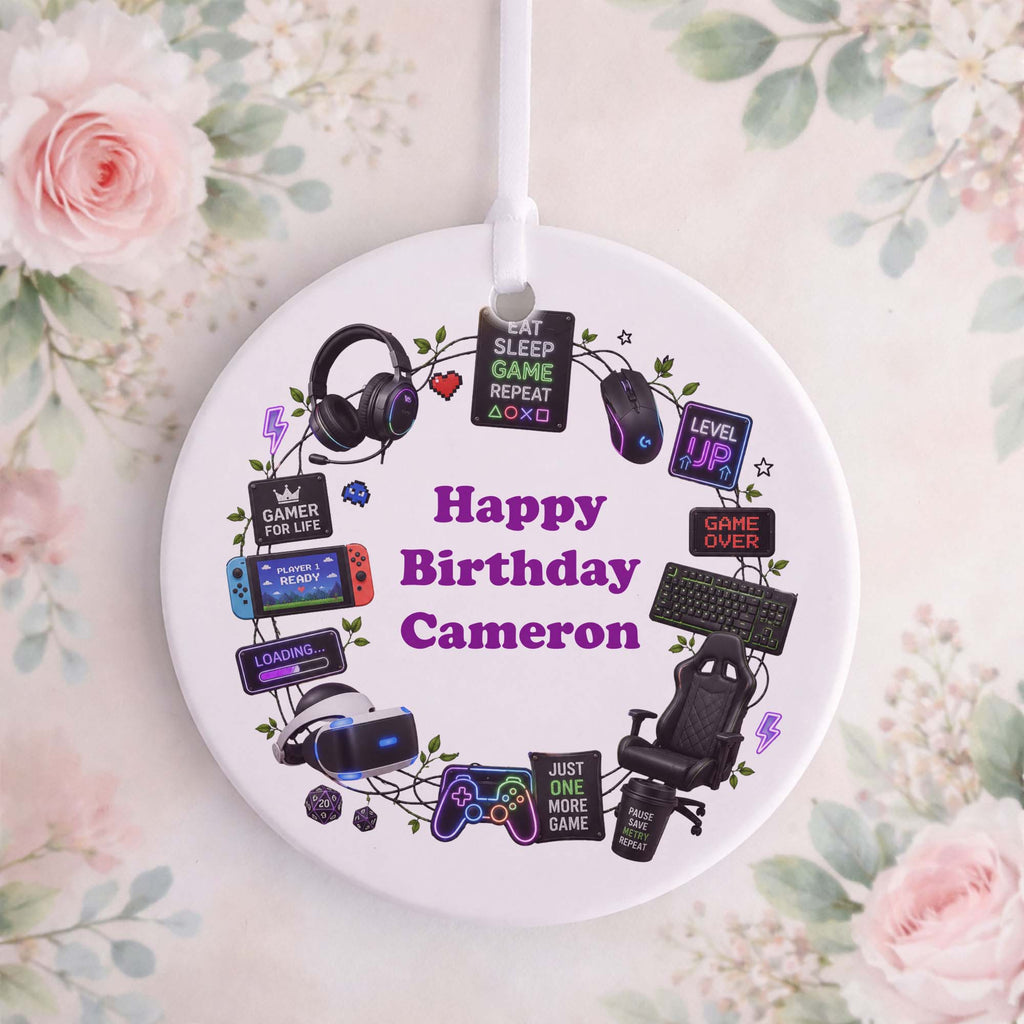 Personalised Gamer Birthday Ceramic Ornament