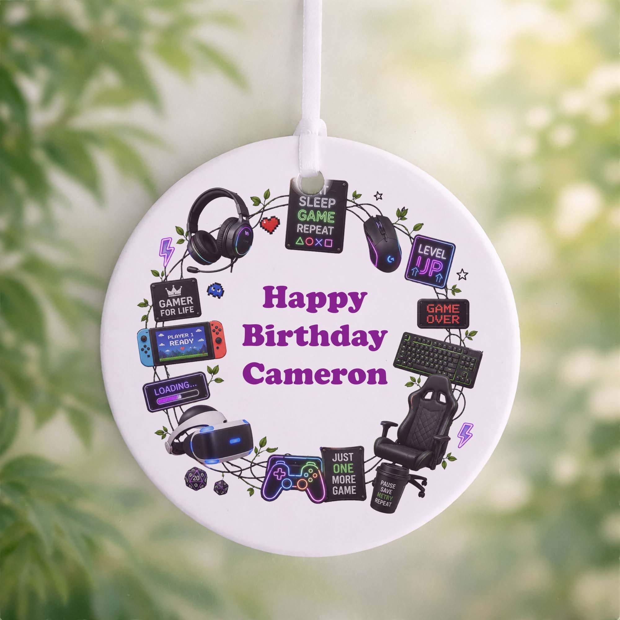Personalised Gamer Birthday Ceramic Ornament