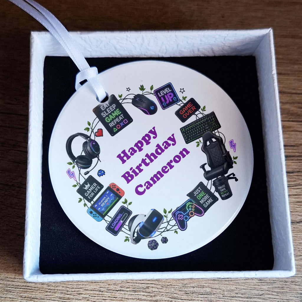 Personalised Gamer Birthday Ceramic Ornament