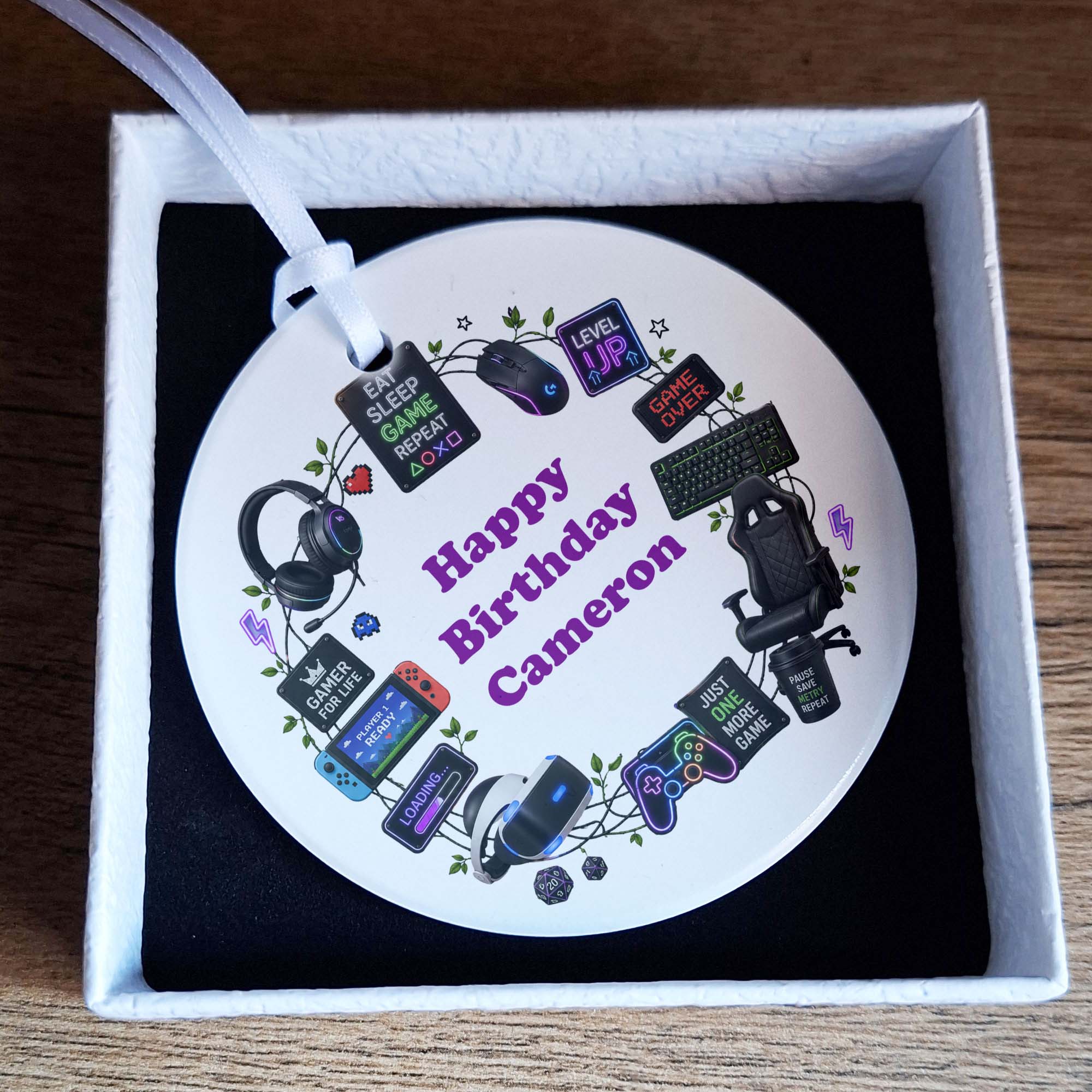 Personalised Gamer Birthday Ceramic Ornament
