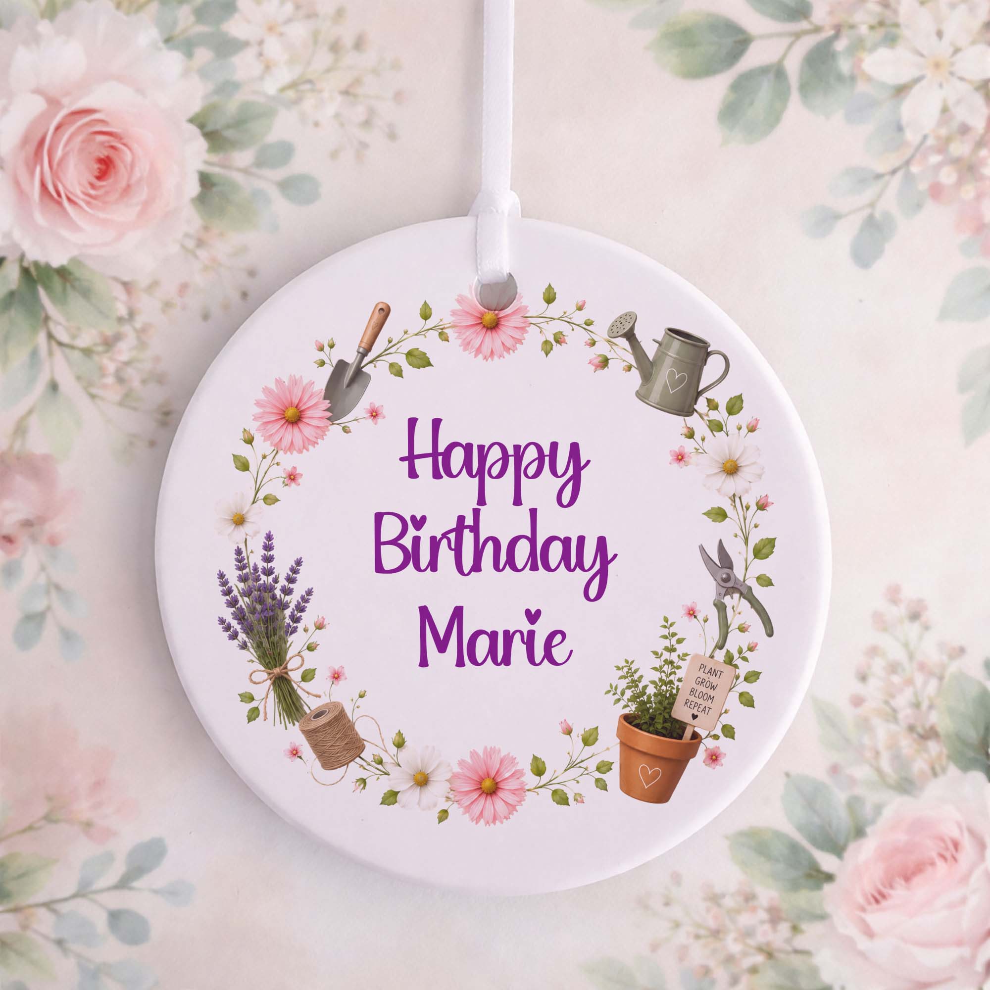 Personalised Gardening Birthday Ceramic Ornament