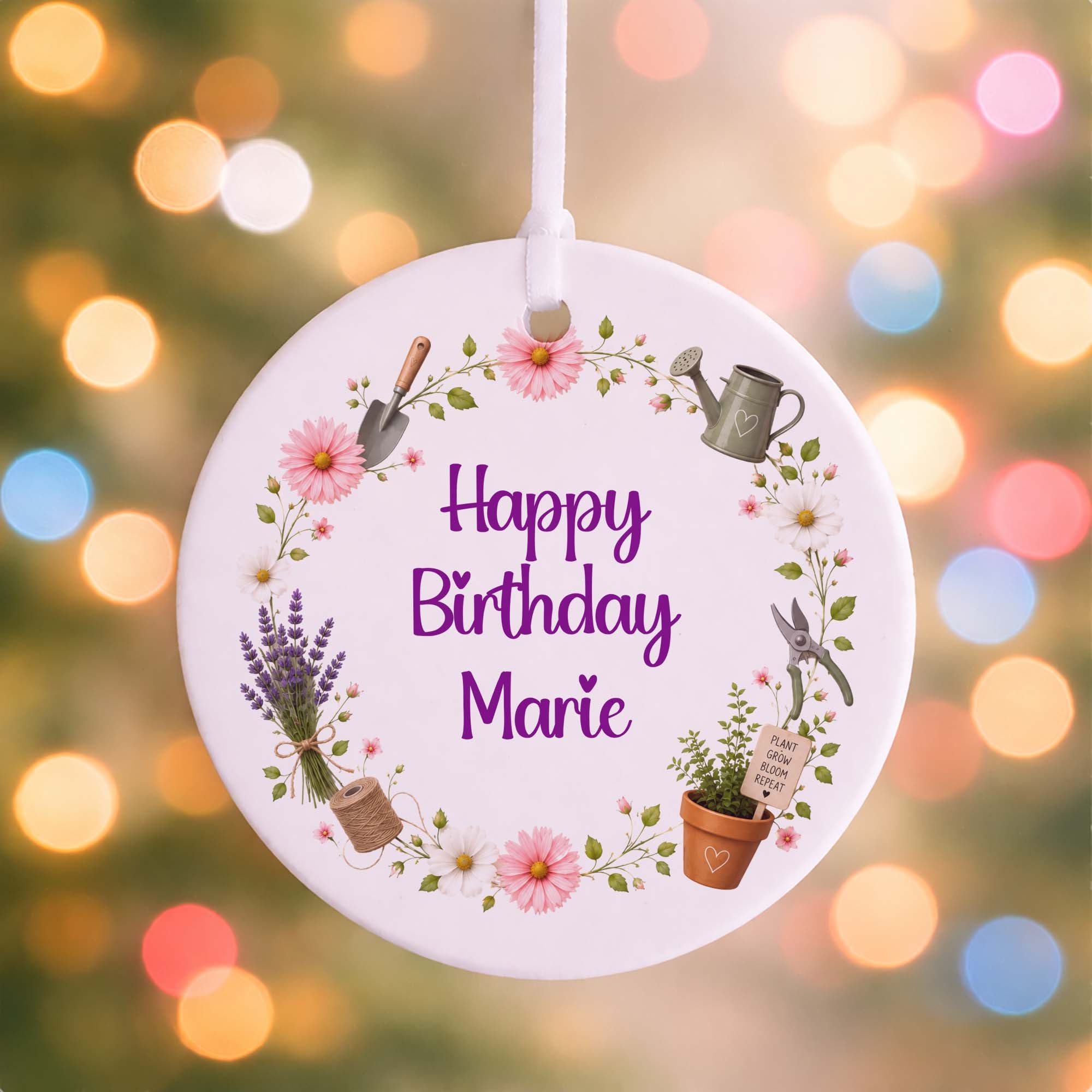 Personalised Gardening Birthday Ceramic Ornament