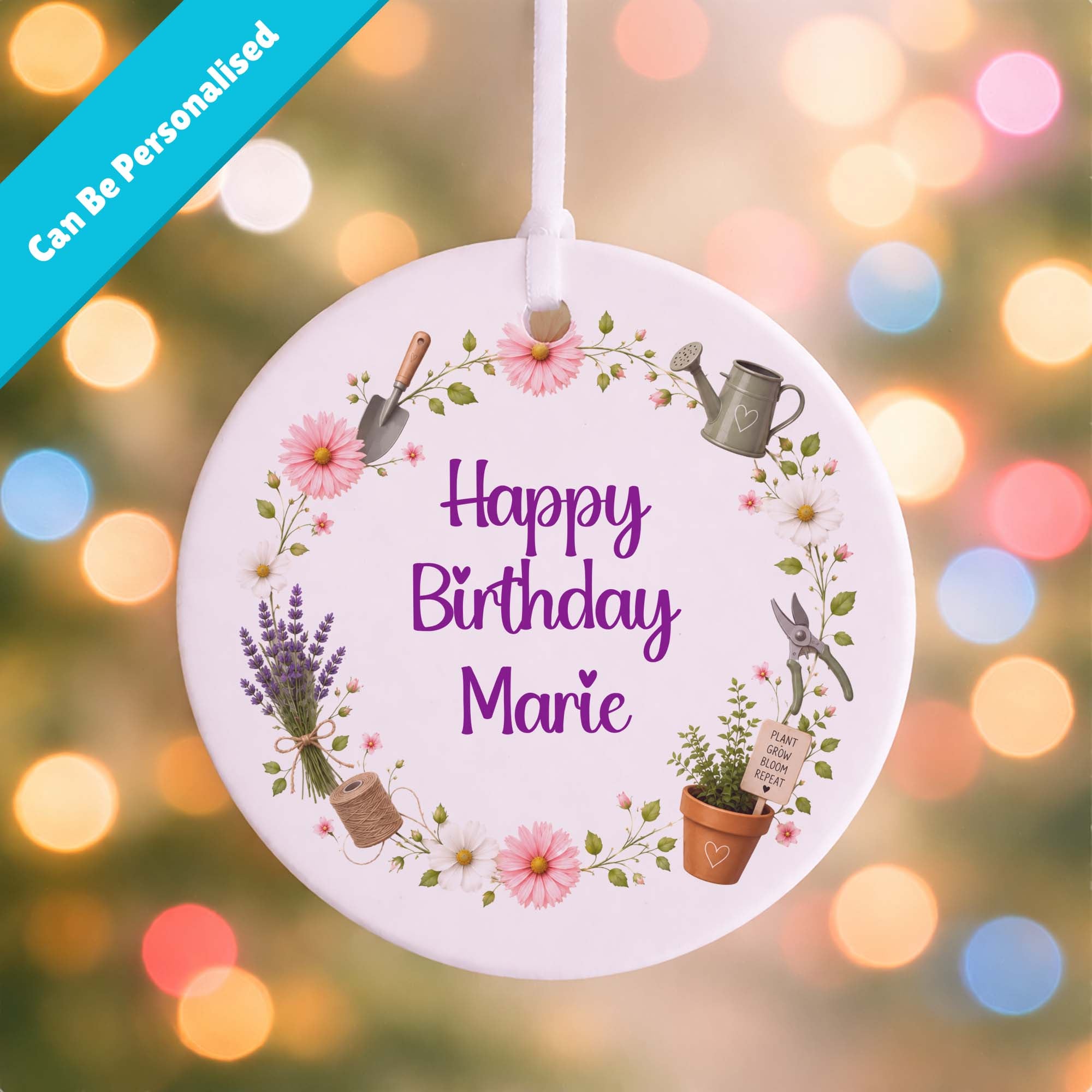 Personalised Gardening Birthday Ceramic Ornament