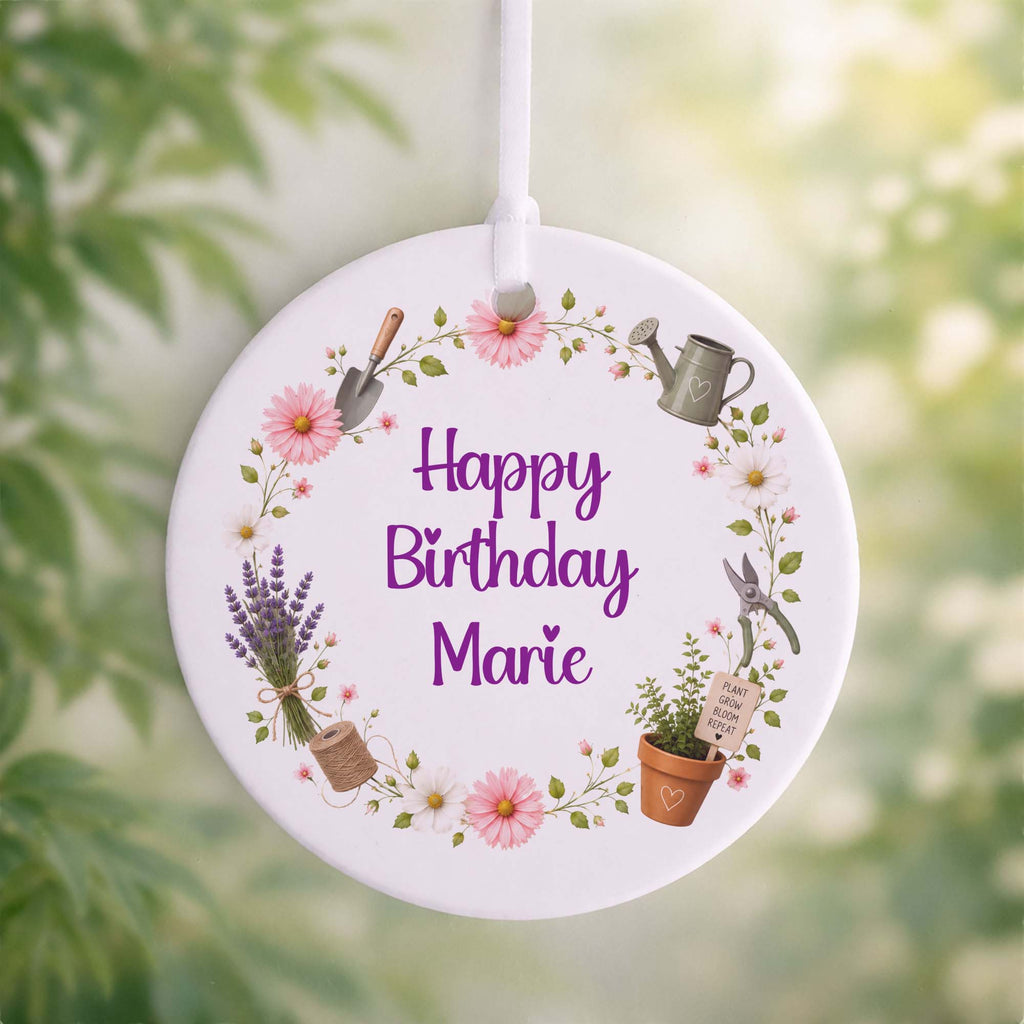 Personalised Gardening Birthday Ceramic Ornament