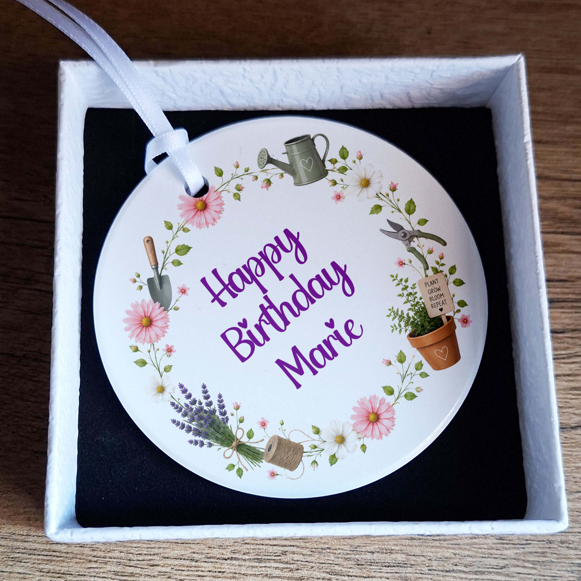 Personalised Gardening Birthday Ceramic Ornament
