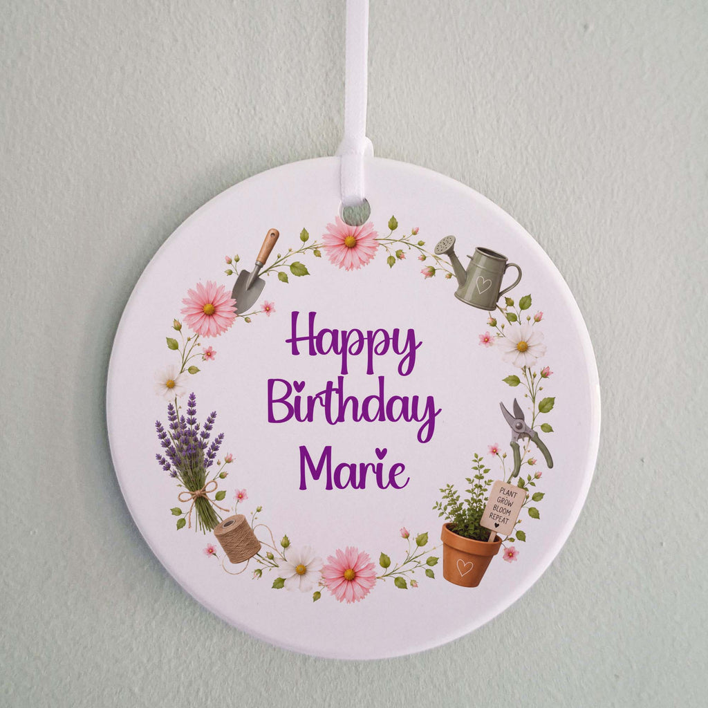 Personalised Gardening Birthday Ceramic Ornament