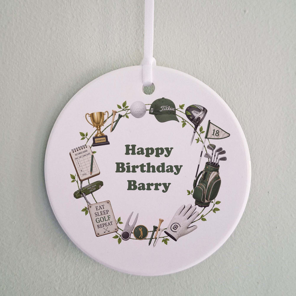 Personalised Golf Birthday Ceramic Ornament