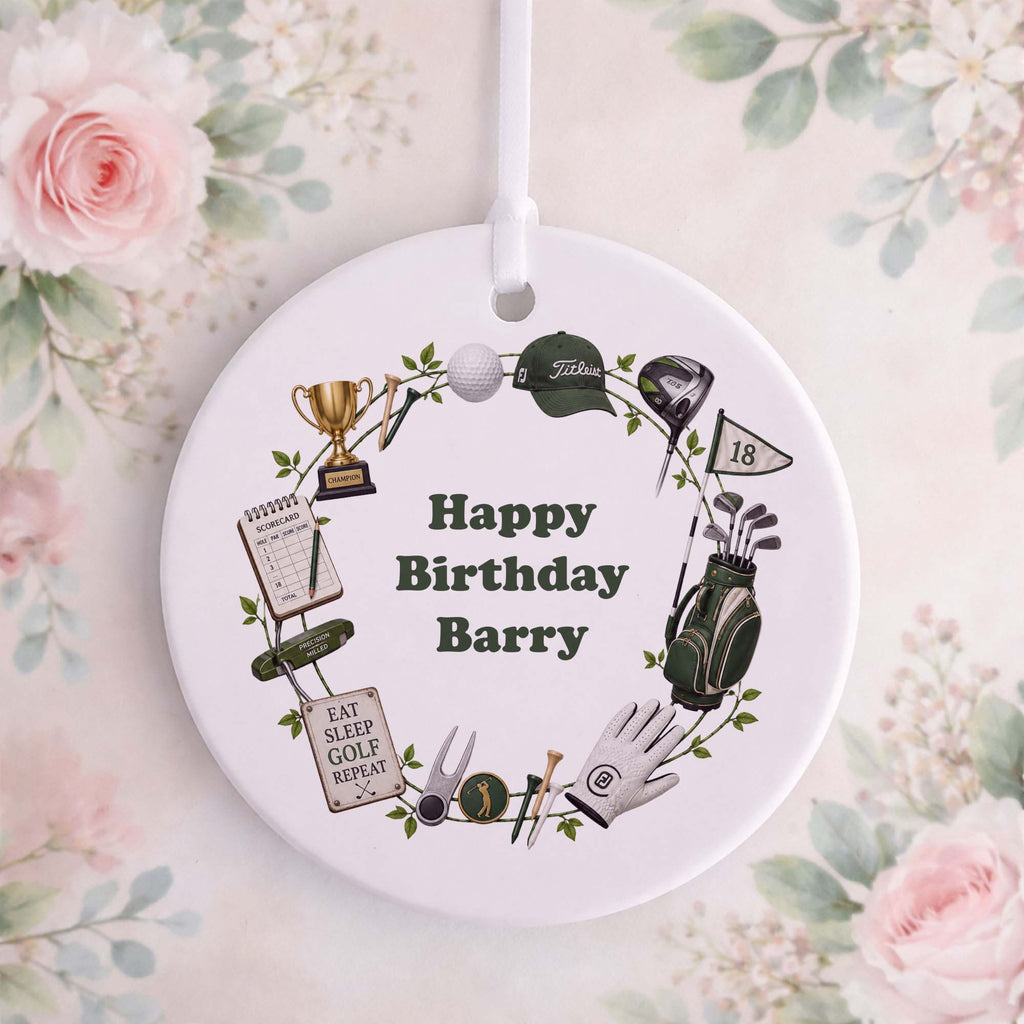 Personalised Golf Birthday Ceramic Ornament