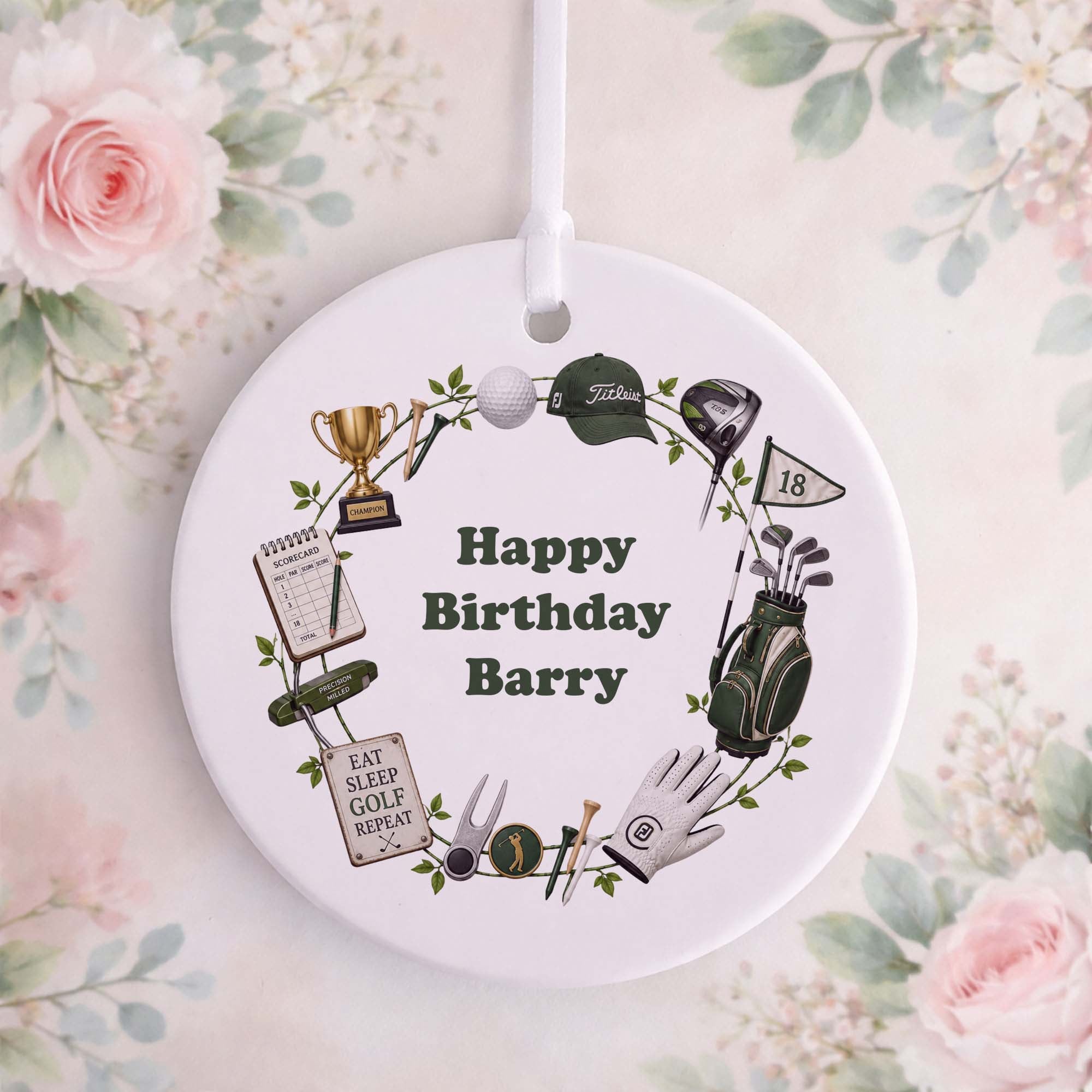 Personalised Golf Birthday Ceramic Ornament