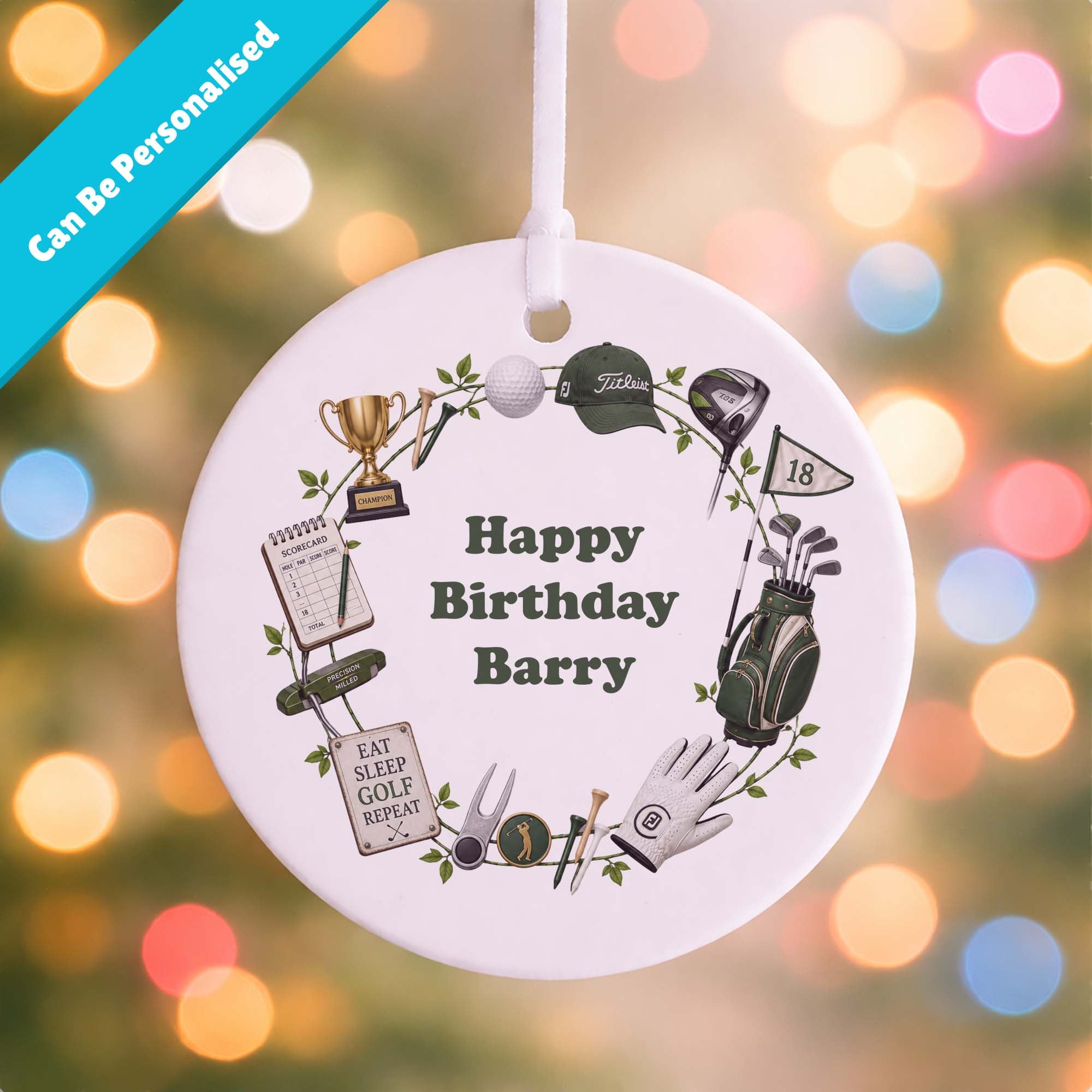 Personalised Golf Birthday Ceramic Ornament