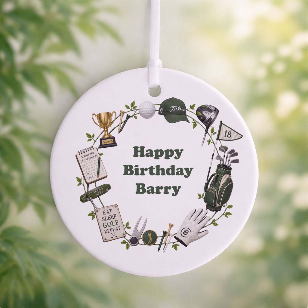Personalised Golf Birthday Ceramic Ornament
