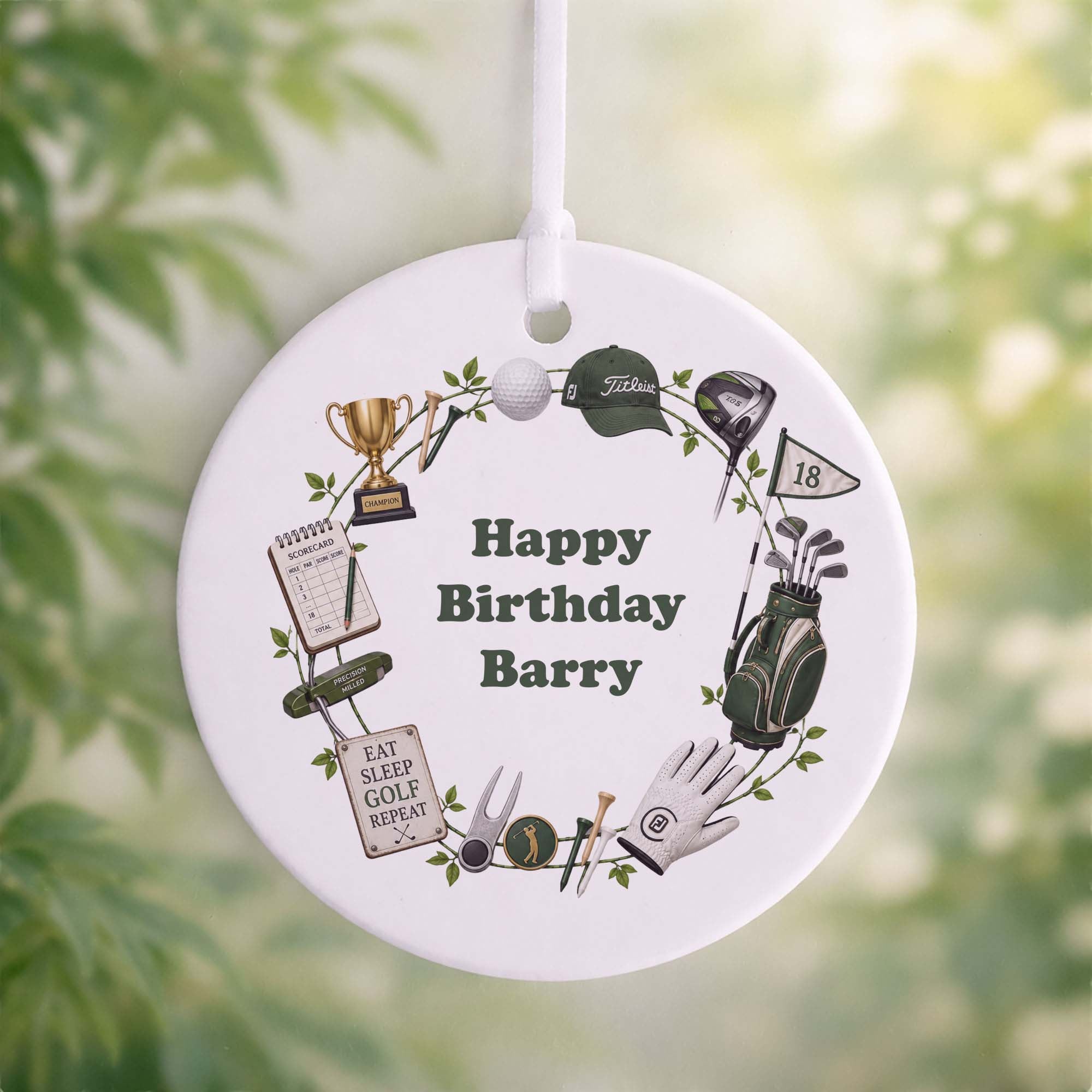 Personalised Golf Birthday Ceramic Ornament