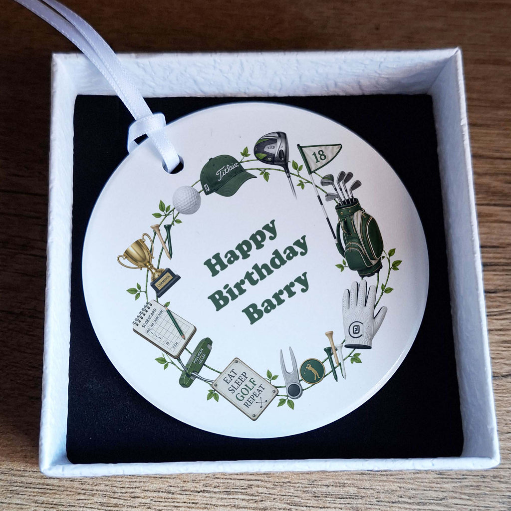 Personalised Golf Birthday Ceramic Ornament