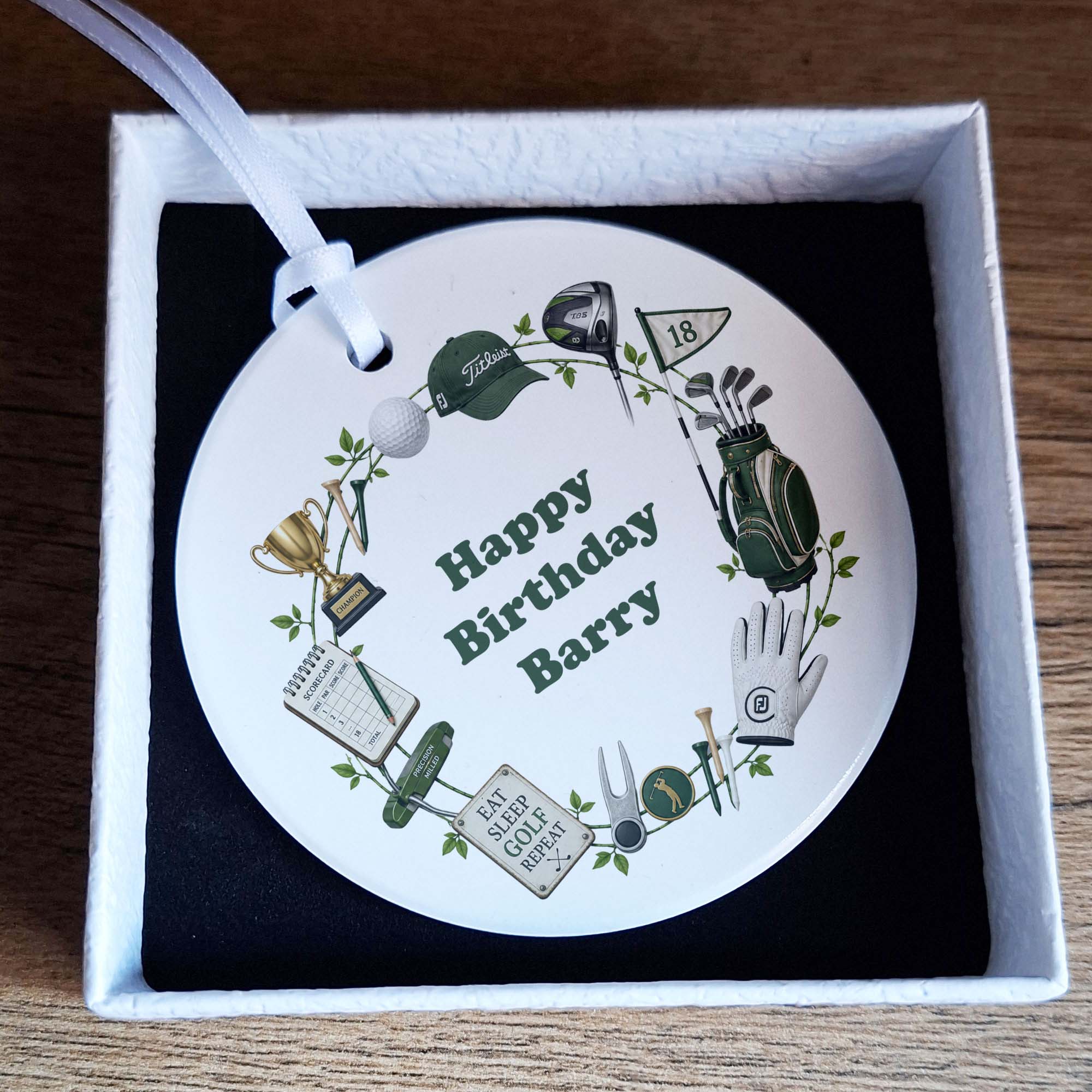 Personalised Golf Birthday Ceramic Ornament