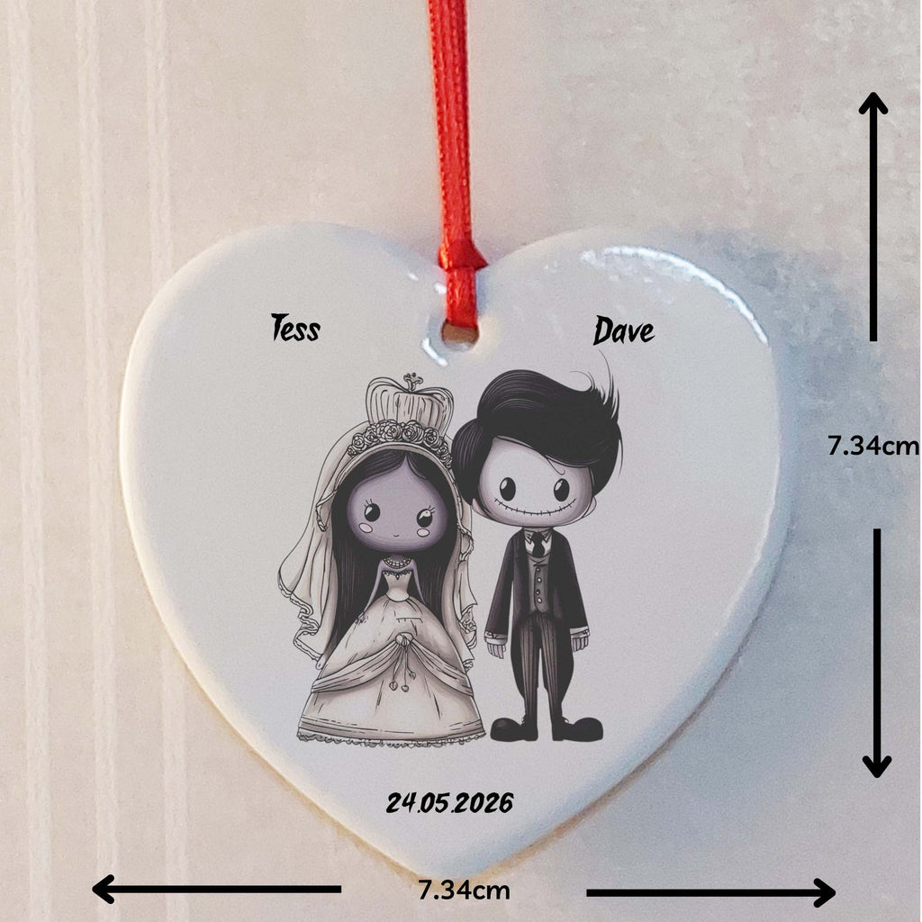 Gothic Bride & Groom Ceramic Heart