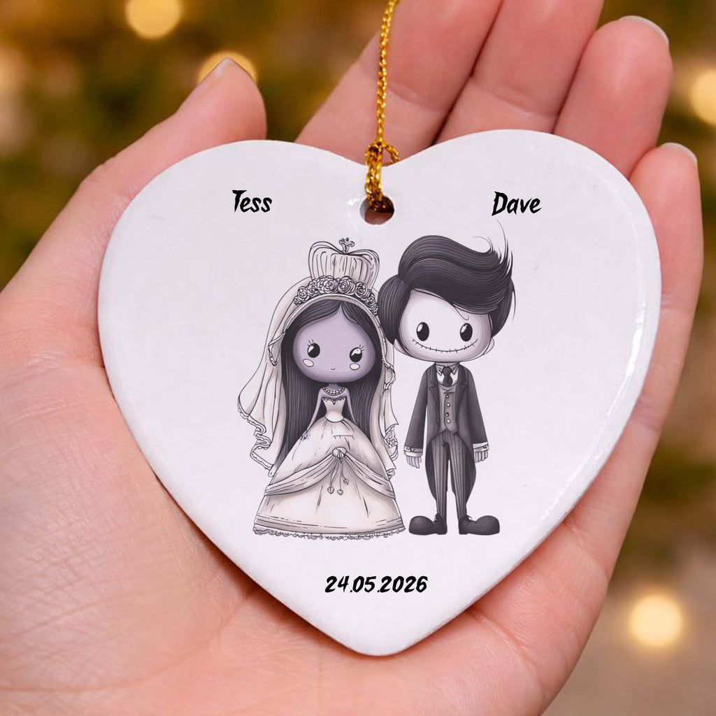 Gothic Bride & Groom Ceramic Heart
