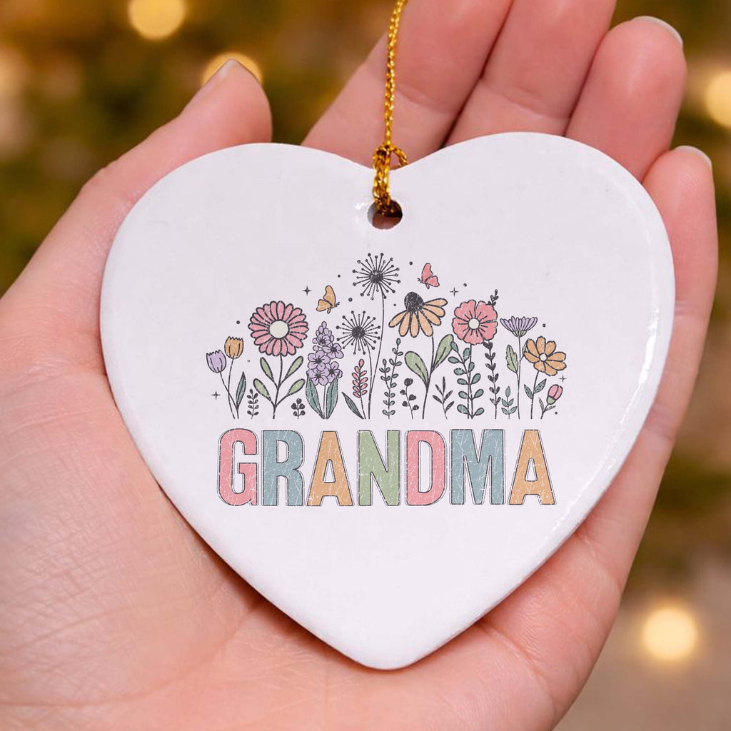 Grandma Floral Ceramic Heart
