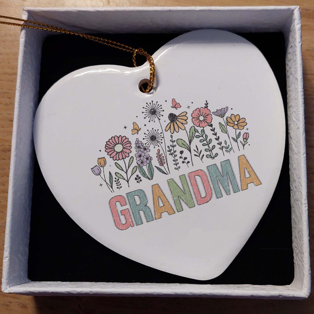 Grandma Floral Ceramic Heart