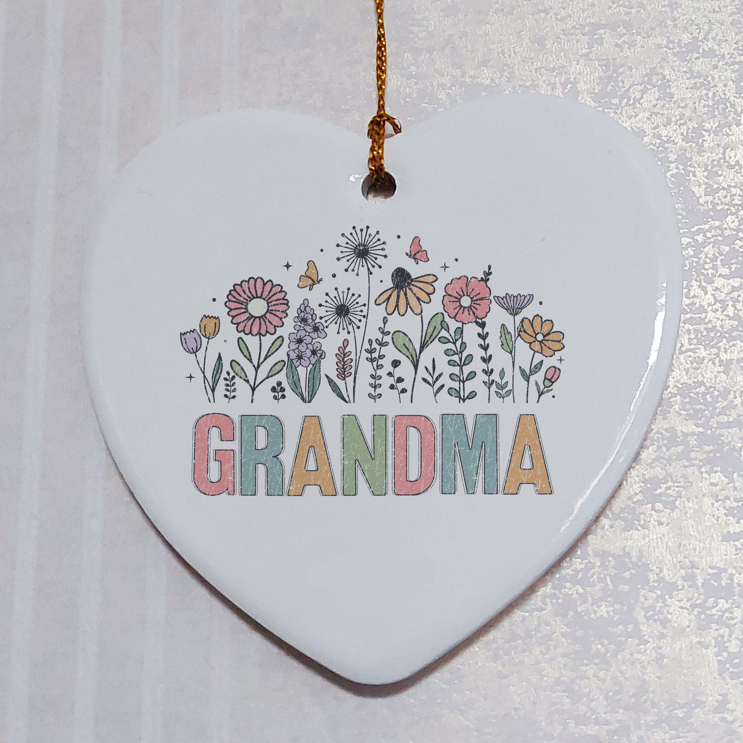 Grandma Floral Ceramic Heart