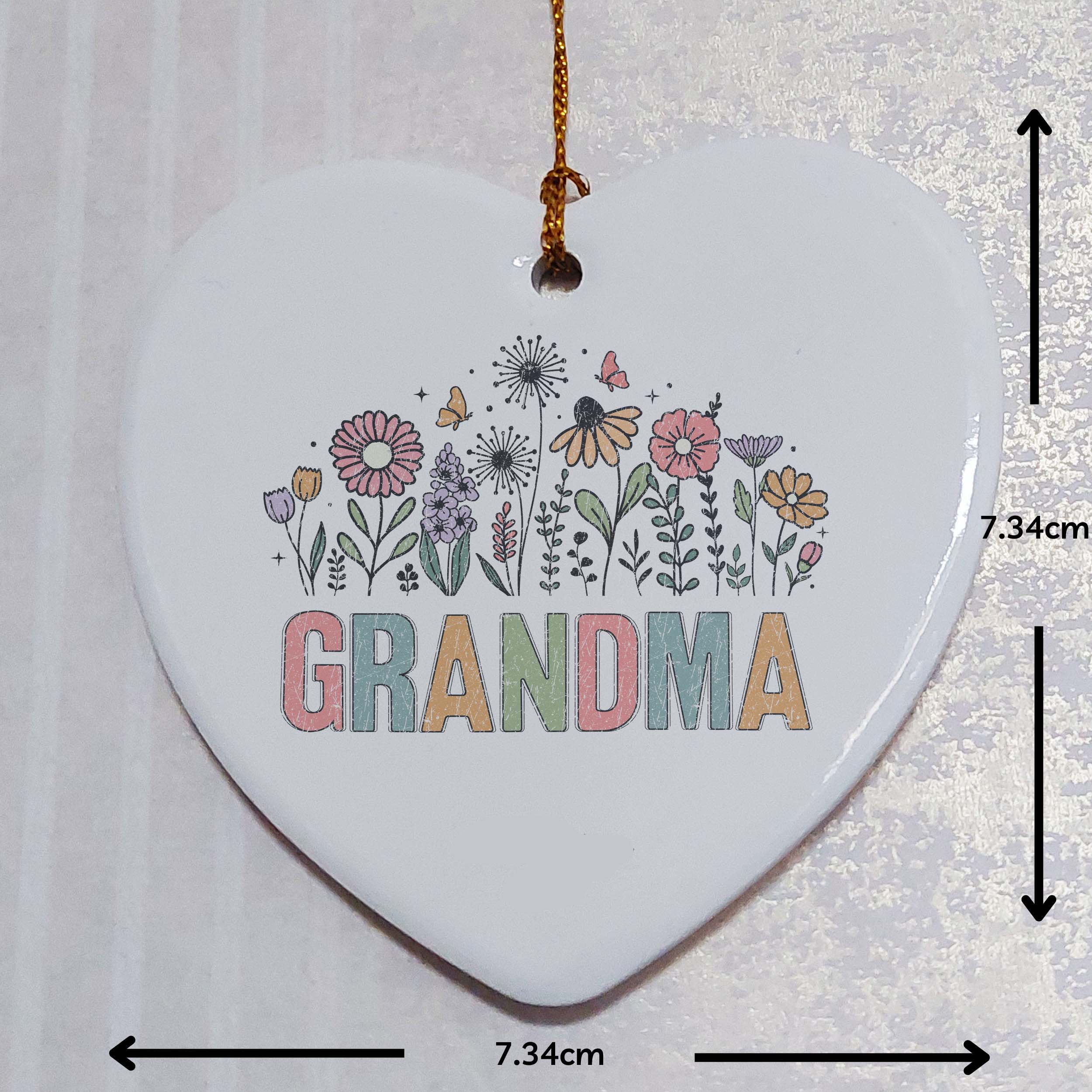 Grandma Floral Ceramic Heart