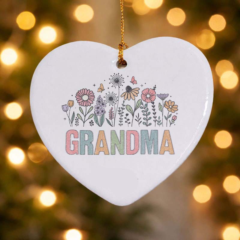 Grandma Floral Ceramic Heart