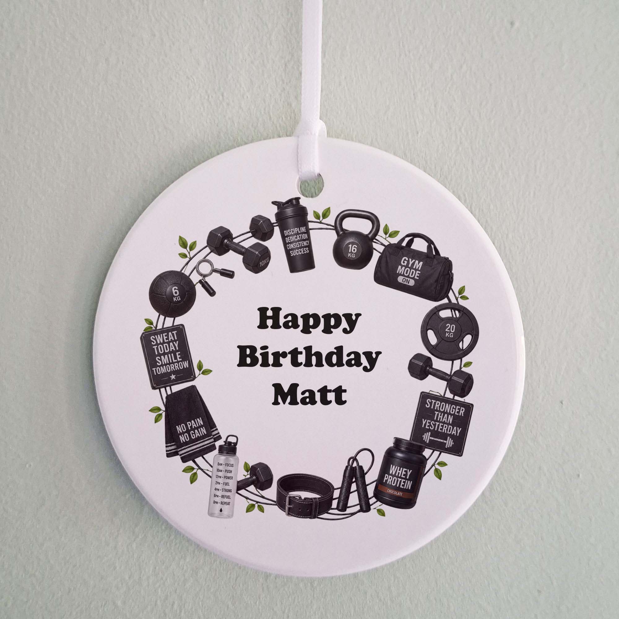 Personalised Gym Birthday Ceramic Ornament