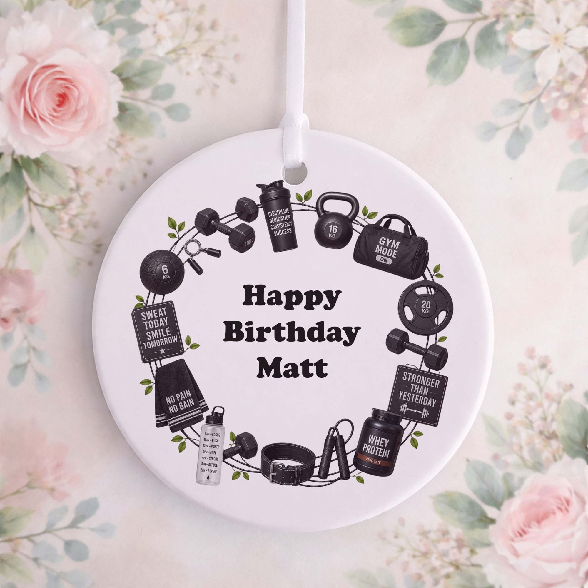 Personalised Gym Birthday Ceramic Ornament