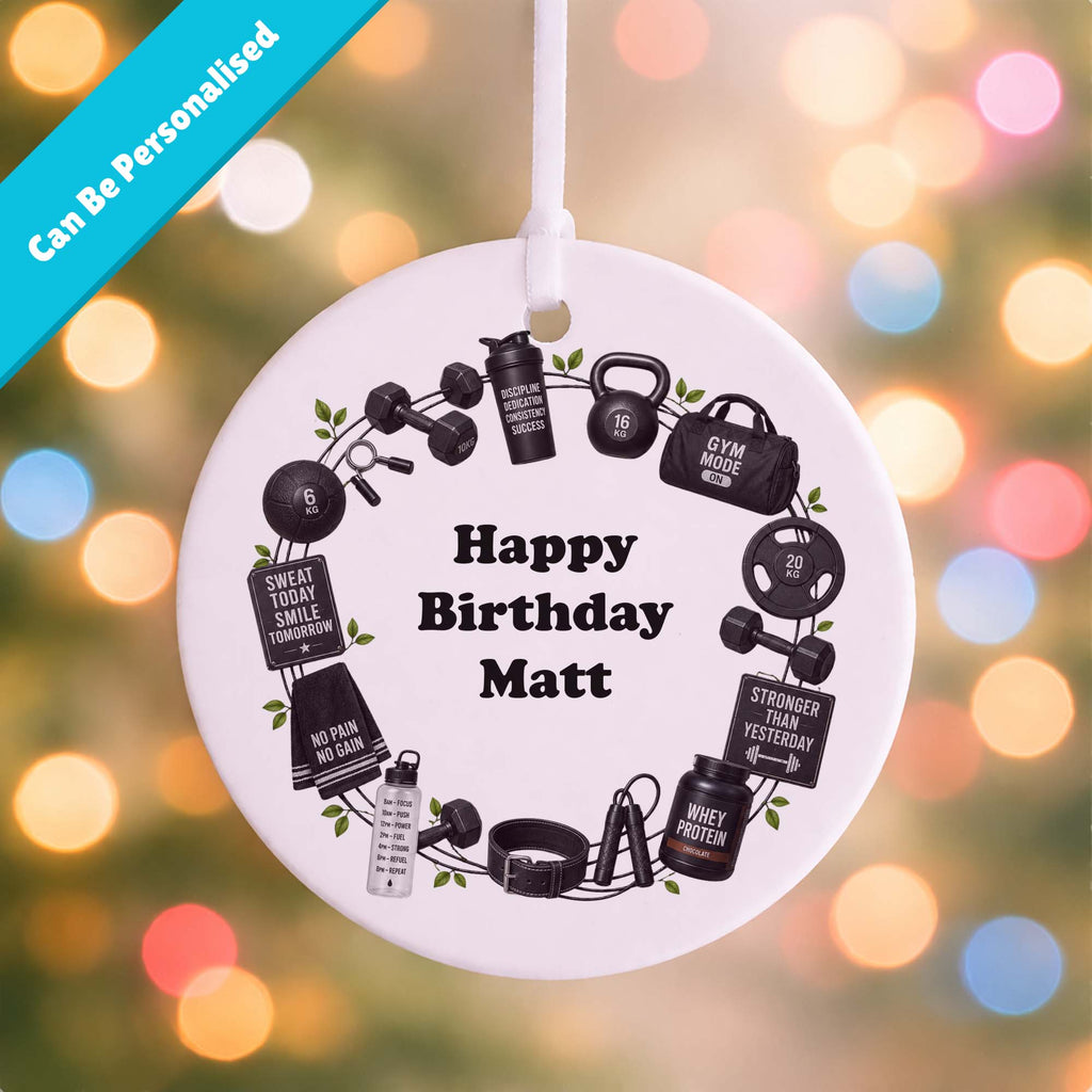 Personalised Gym Birthday Ceramic Ornament