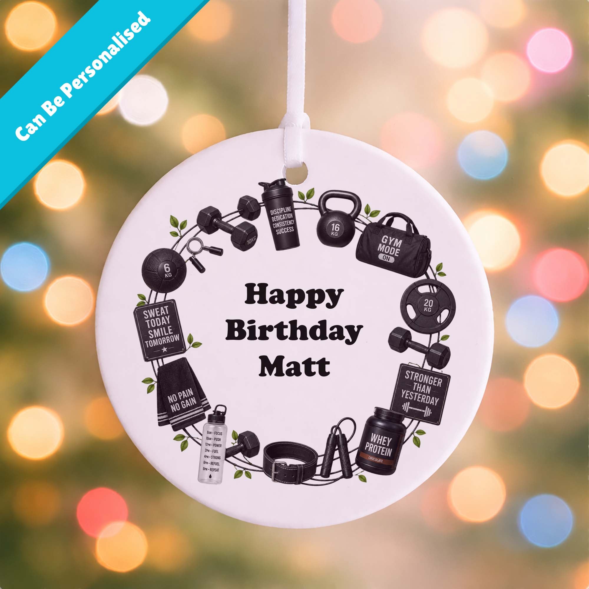 Personalised Gym Birthday Ceramic Ornament