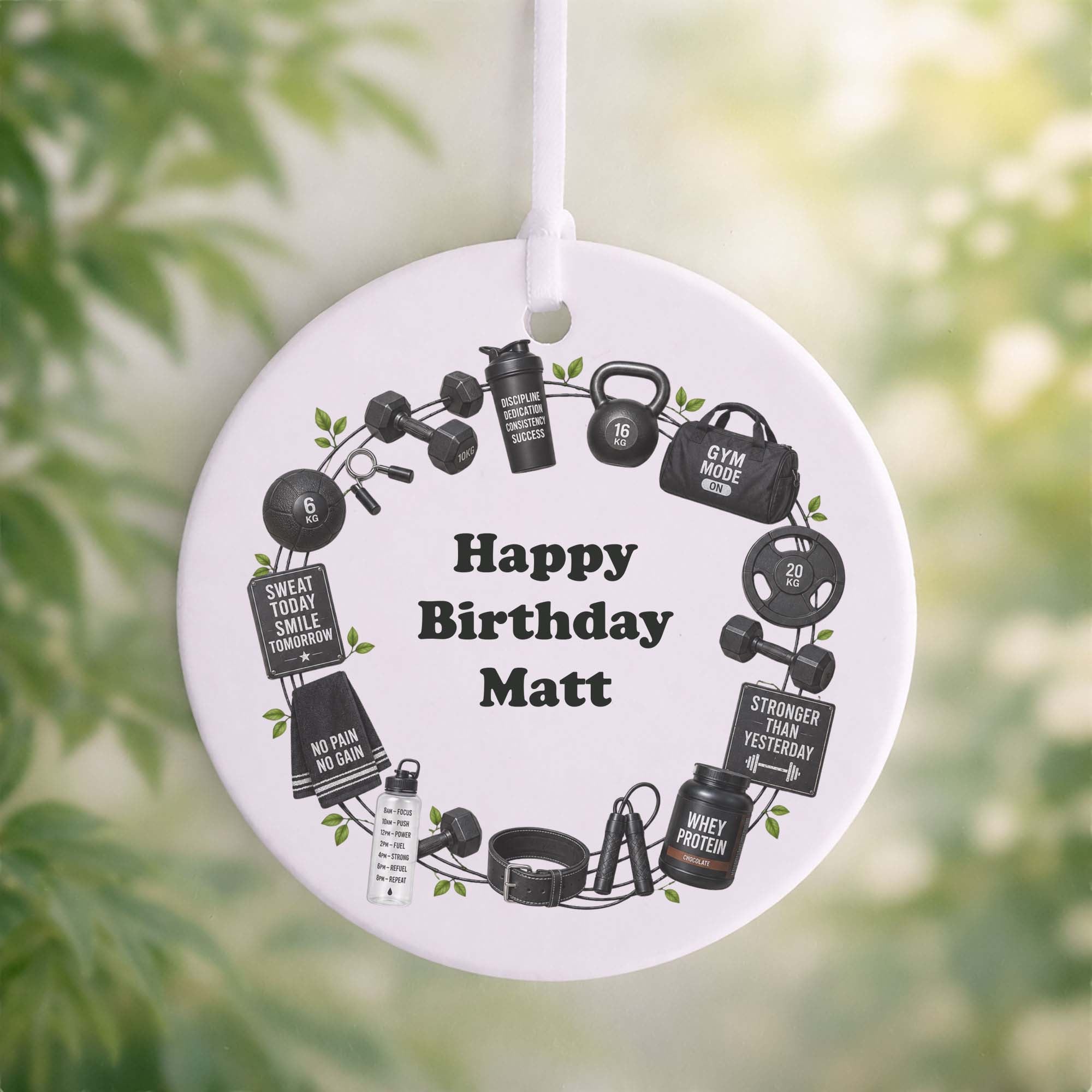 Personalised Gym Birthday Ceramic Ornament